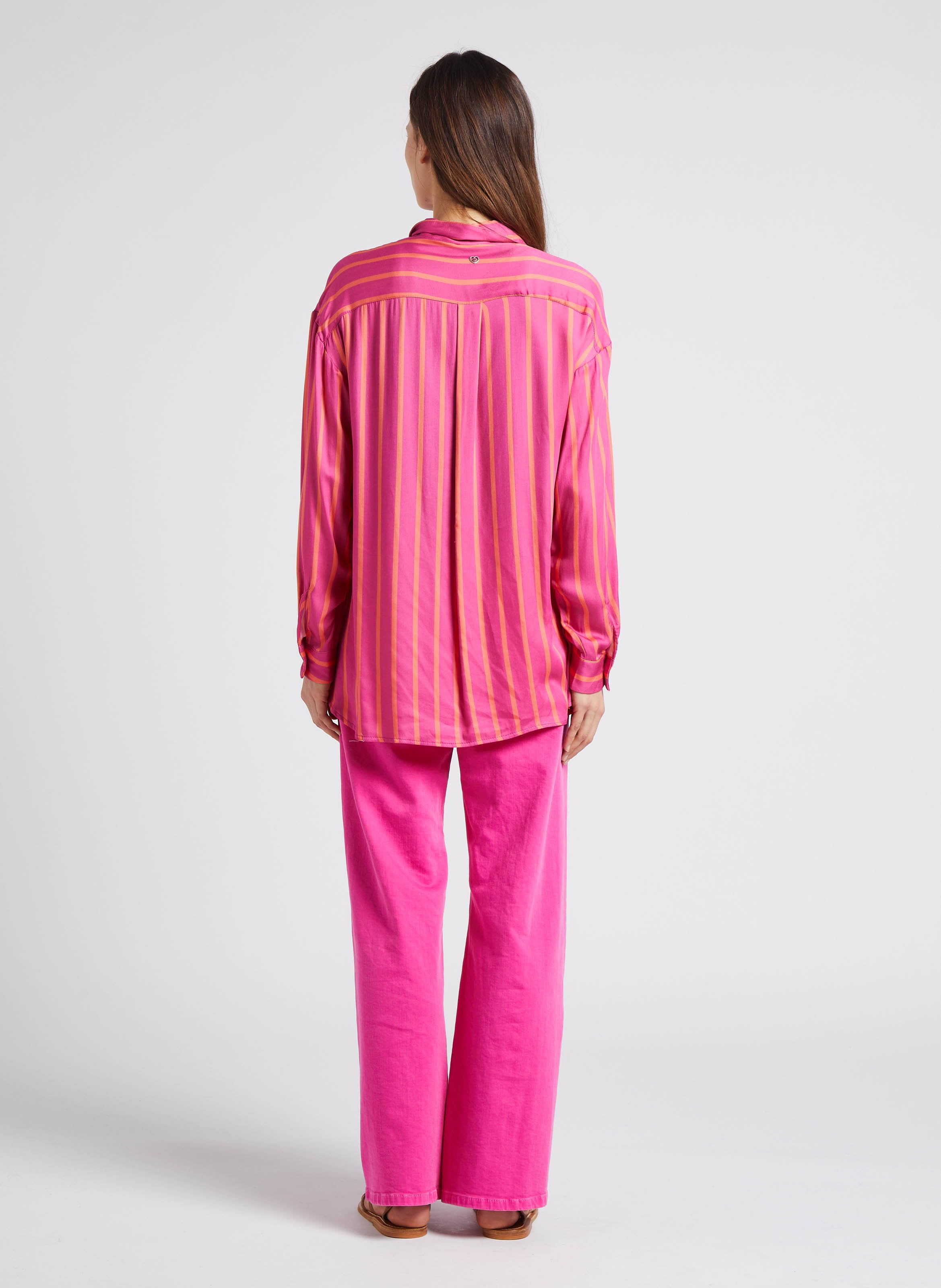 Gestreepte blouse met klassieke kraag PLEASE Roze