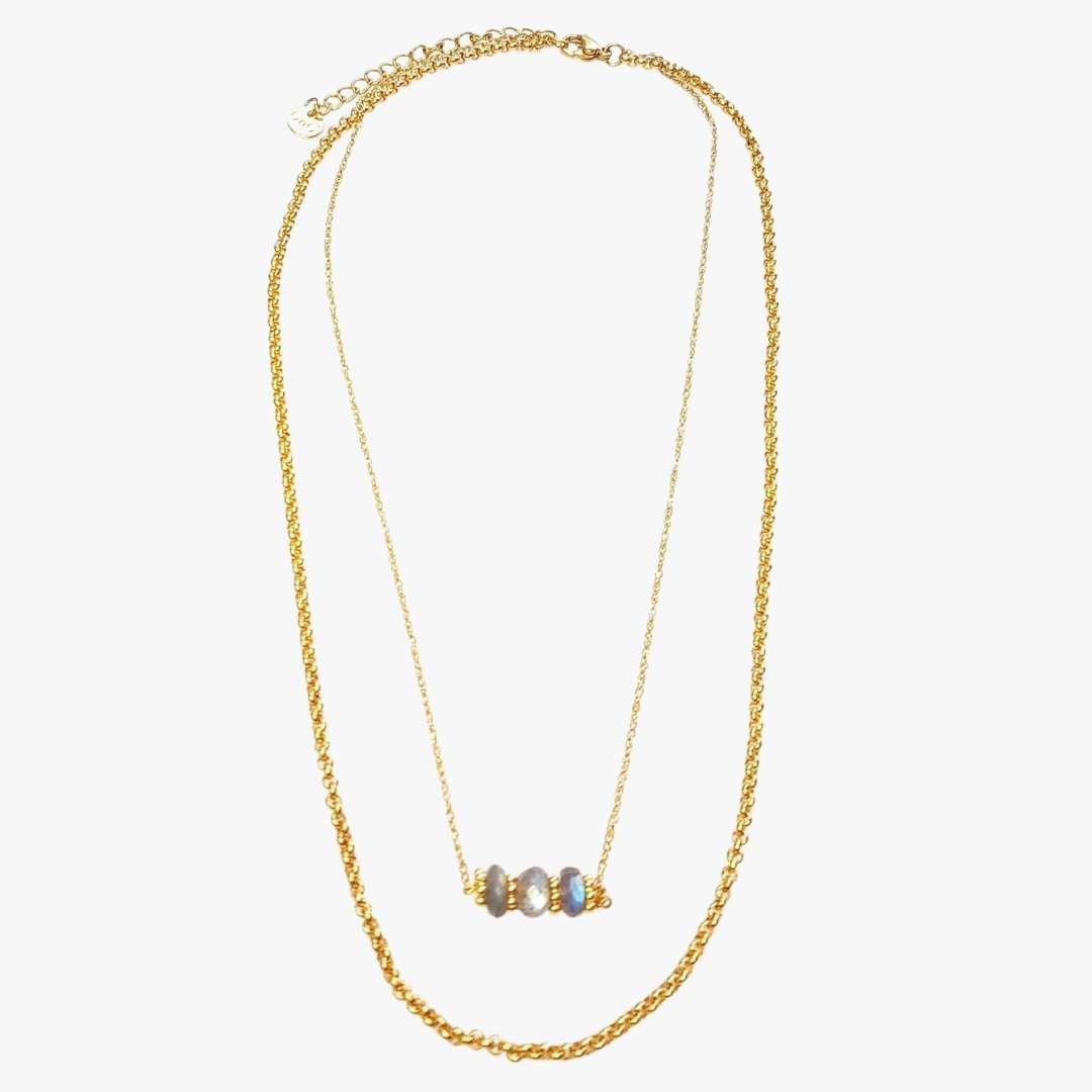 Double labradorite necklace GINANDGER Grey