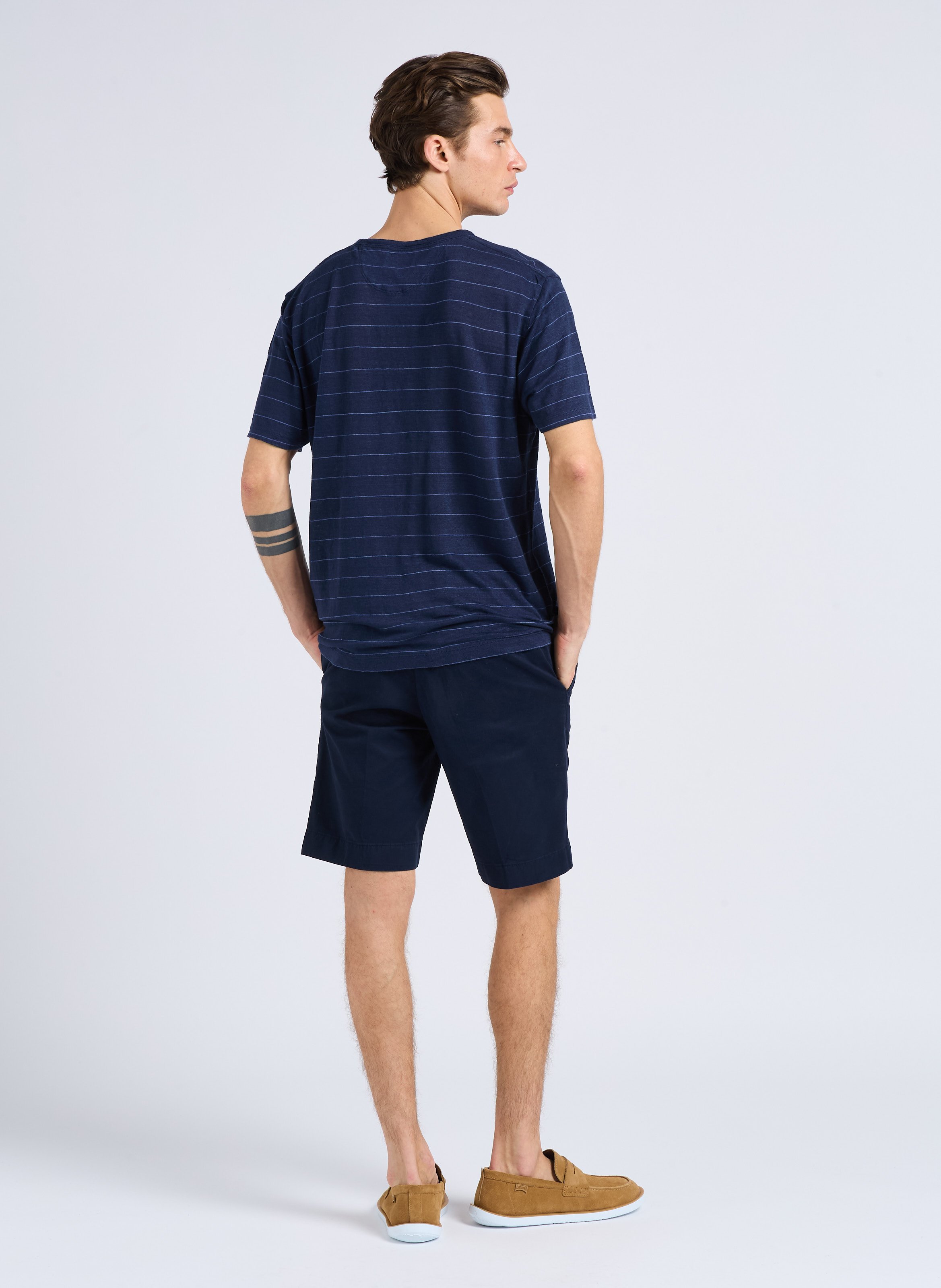 Straight-leg hem-effect cotton shorts HACKETT Blue