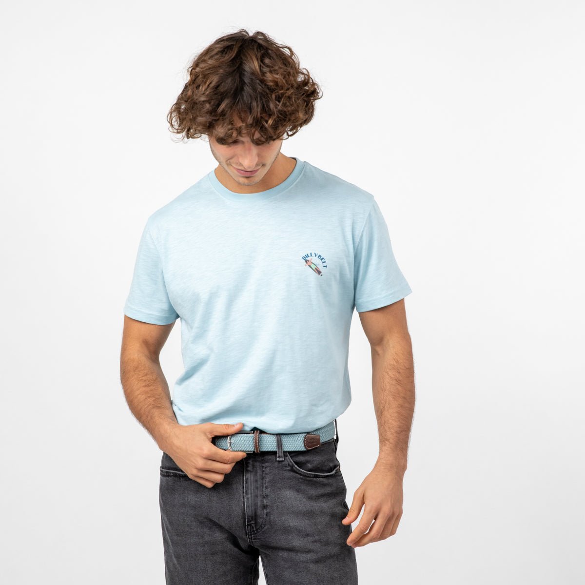 Solid Elastic Braided Belt Blue