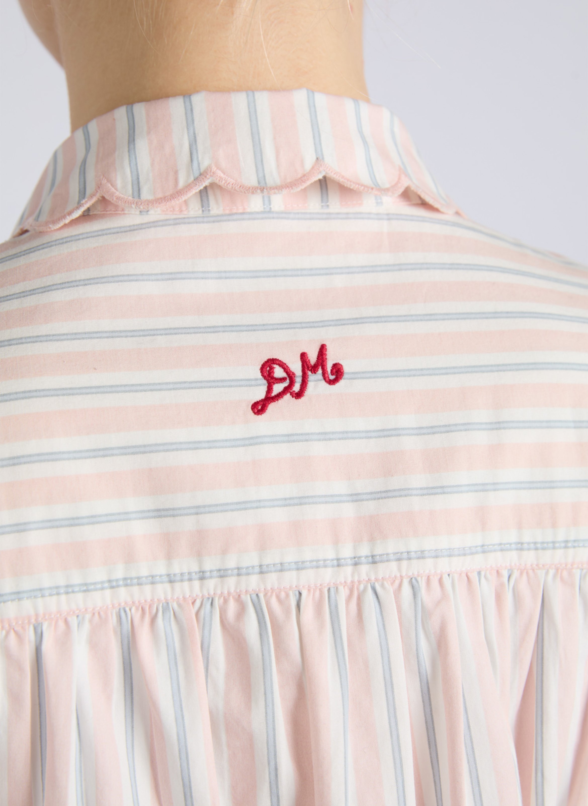 Wijd gestreept overhemd met feston details Oranje