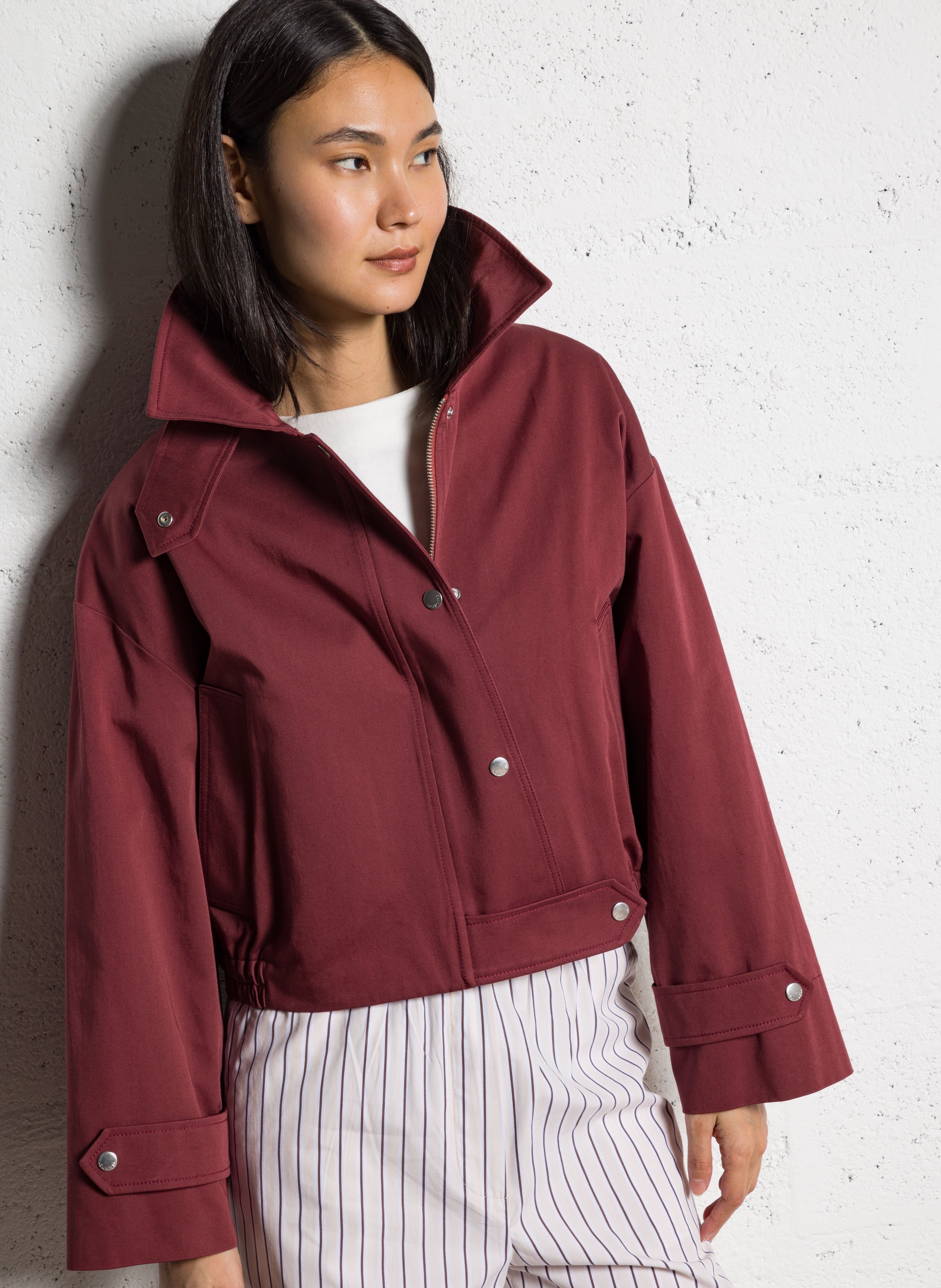 Long wool-blend trench coat with tailored collar MARGAUX LONNBERG Red