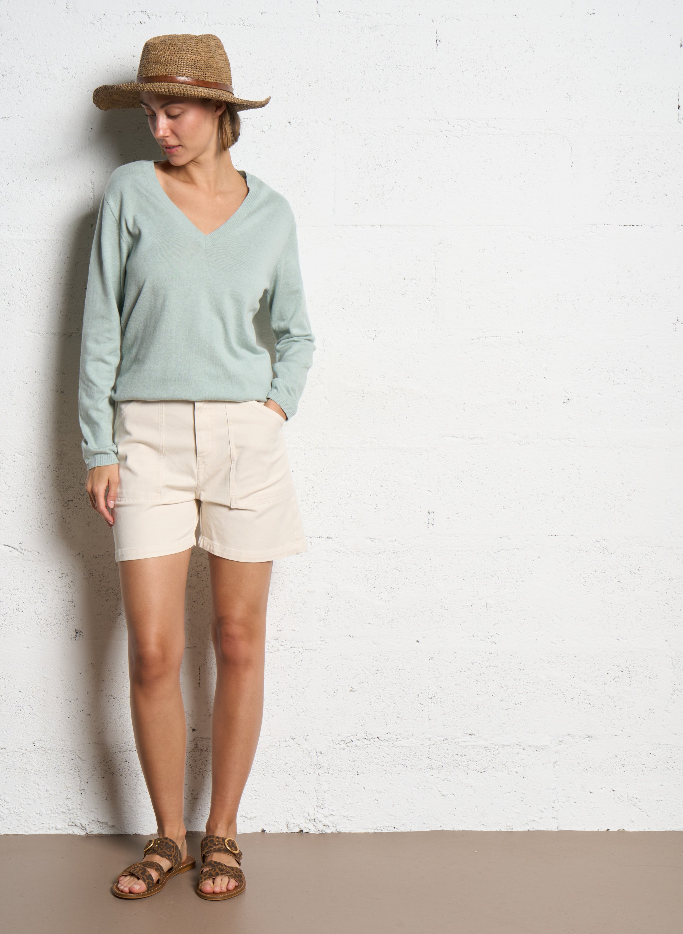 Short en coton mélangé ACQUAVERDE Blanc