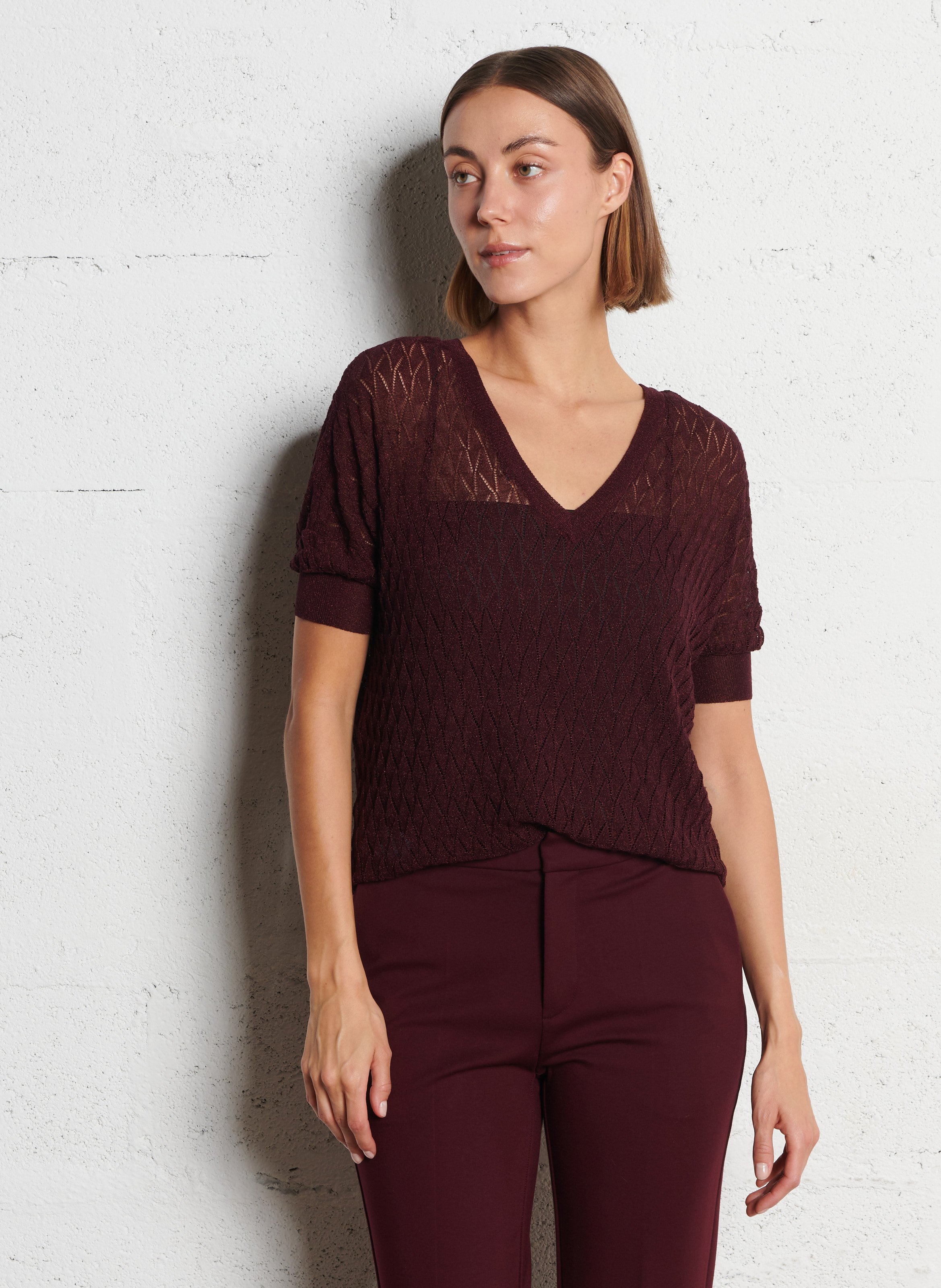 Straight knit sweater with sequins IKKS Purple