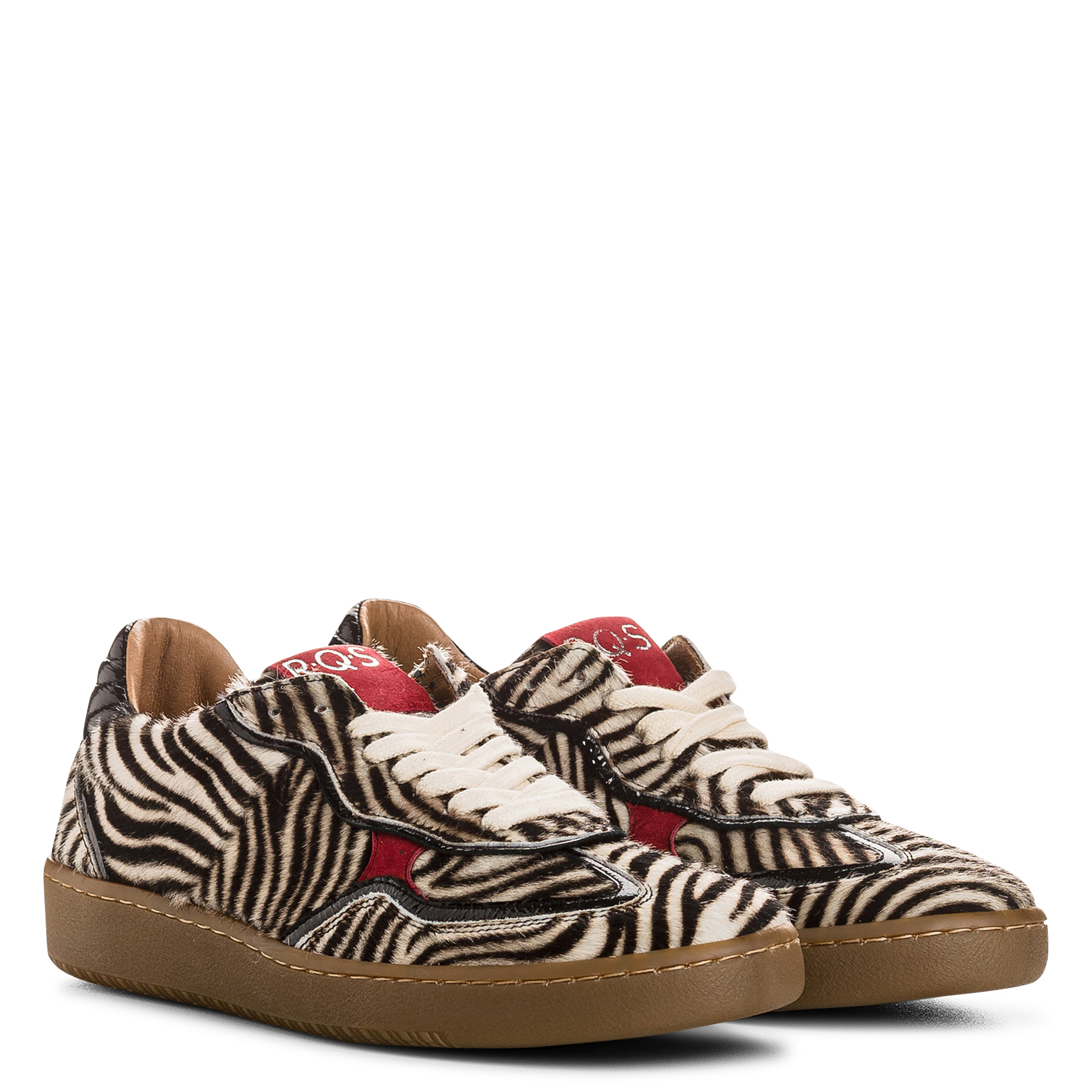 Lage, leren sneakers met print REQINS Zwart