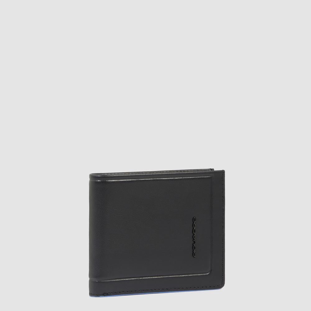 Men's wallet with coin pocket, credit card slots, removable flap, and RFID protection Black
