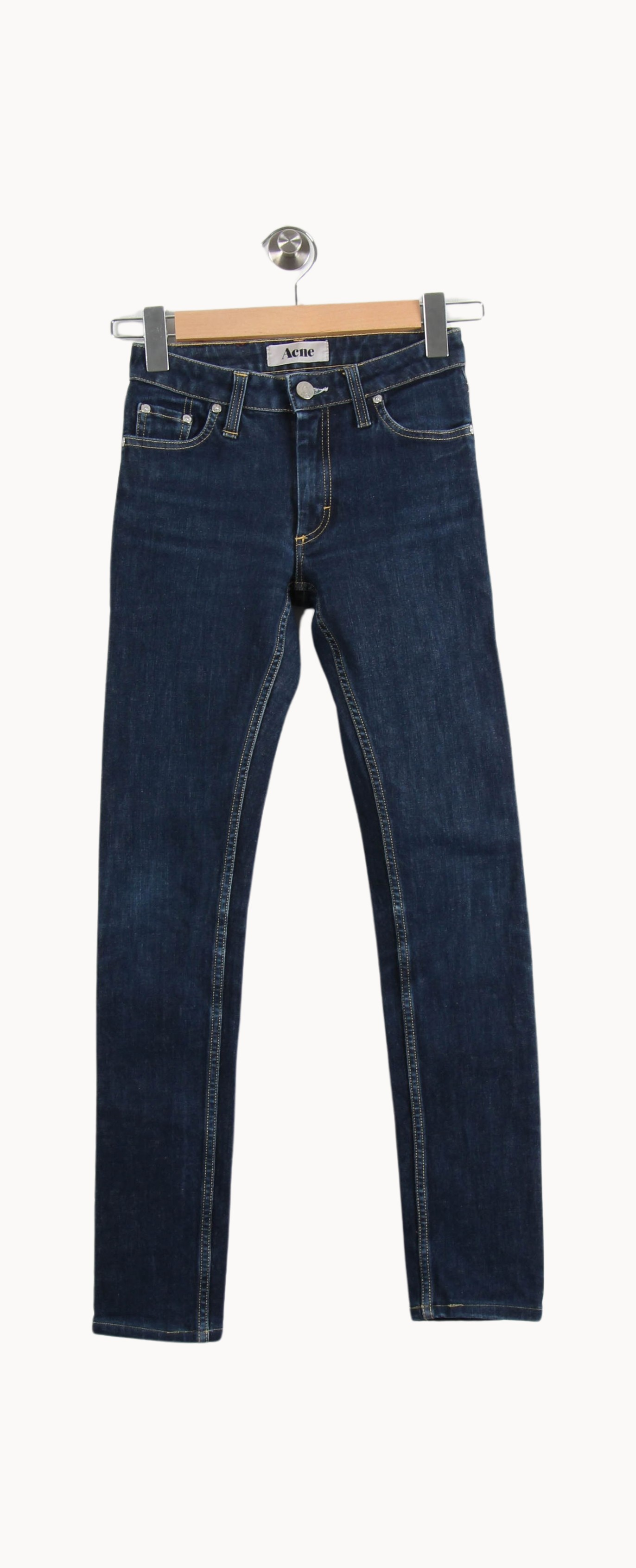 Cropped slim jeans with studs ACNE STUDIOS - Seconde Main Blue