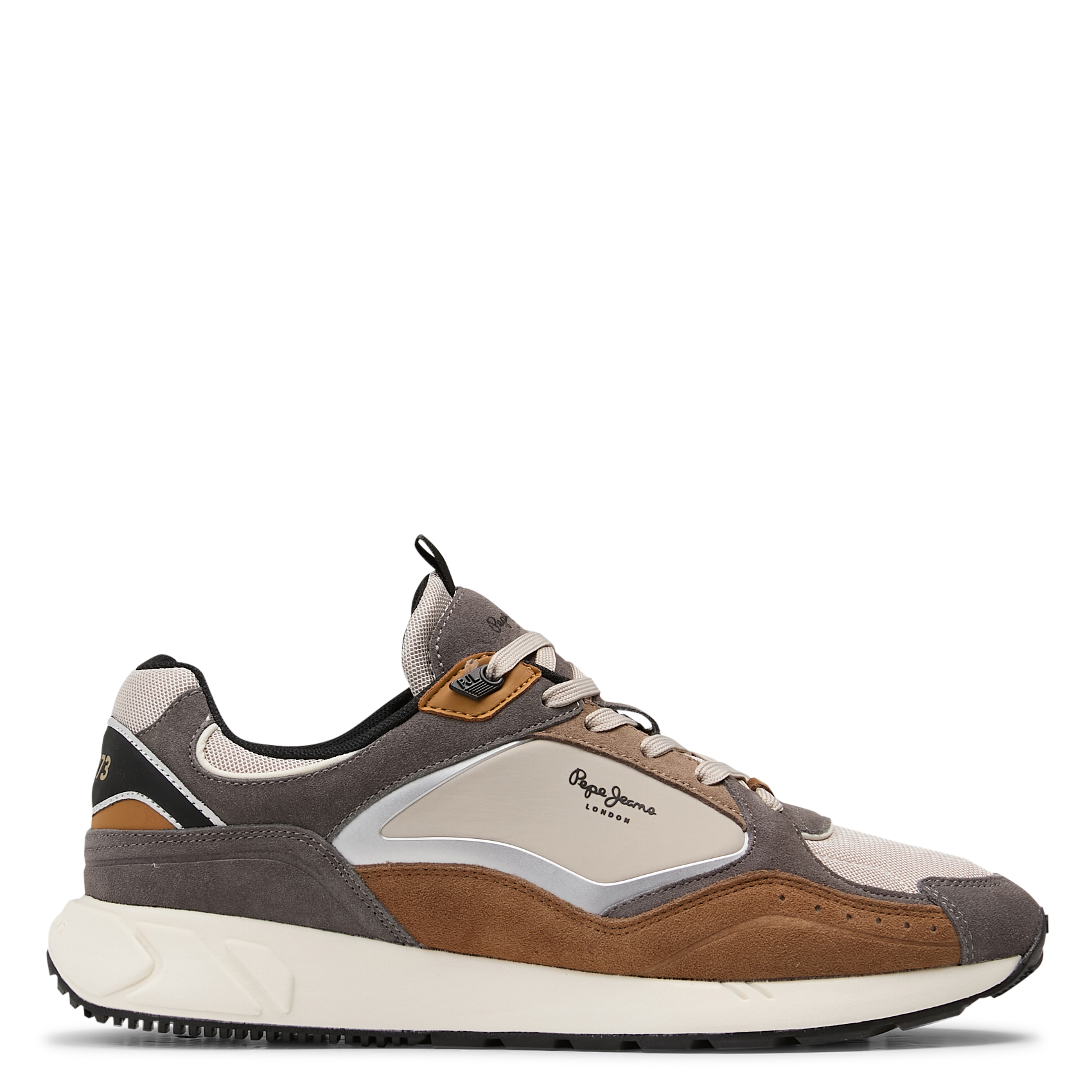 Low-top leather mix sneakers PEPE JEANS Grey