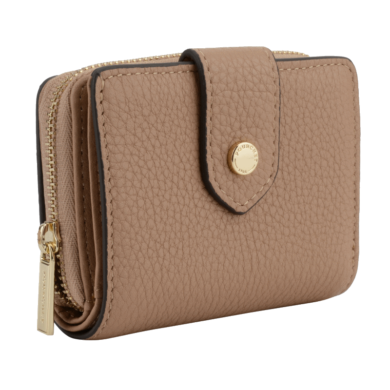 Leather coin purse POURCHET Brown