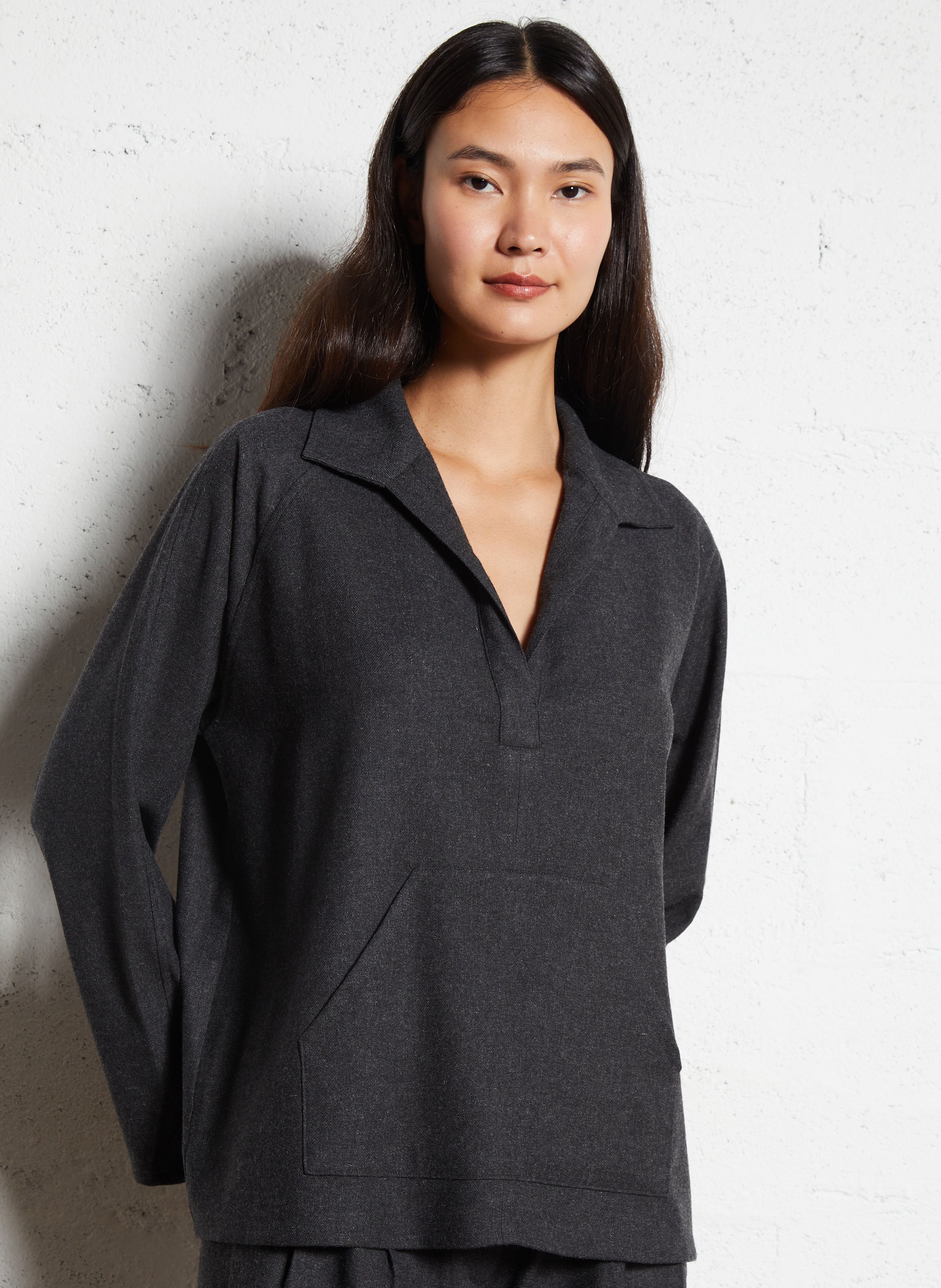 Oversized Long Sleeve Polo Top DIEGA