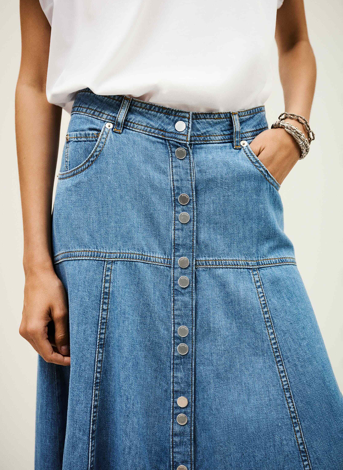 Lange rok van katoenen denim BA&SH Blauw