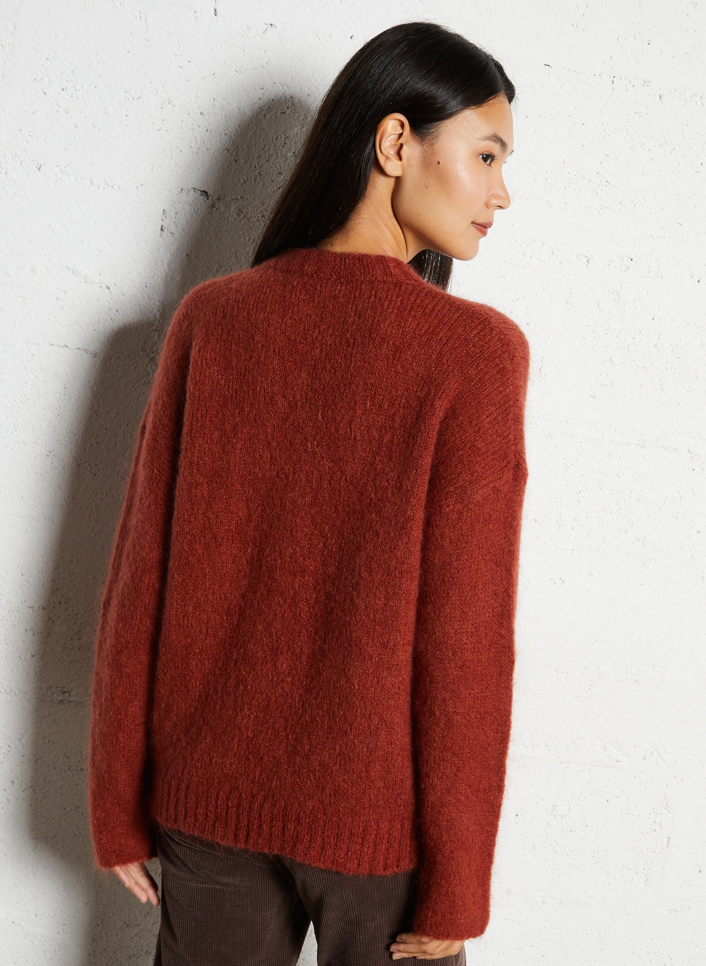 Loose-fit round-neck mohair-blend sweater HOD PARIS Red