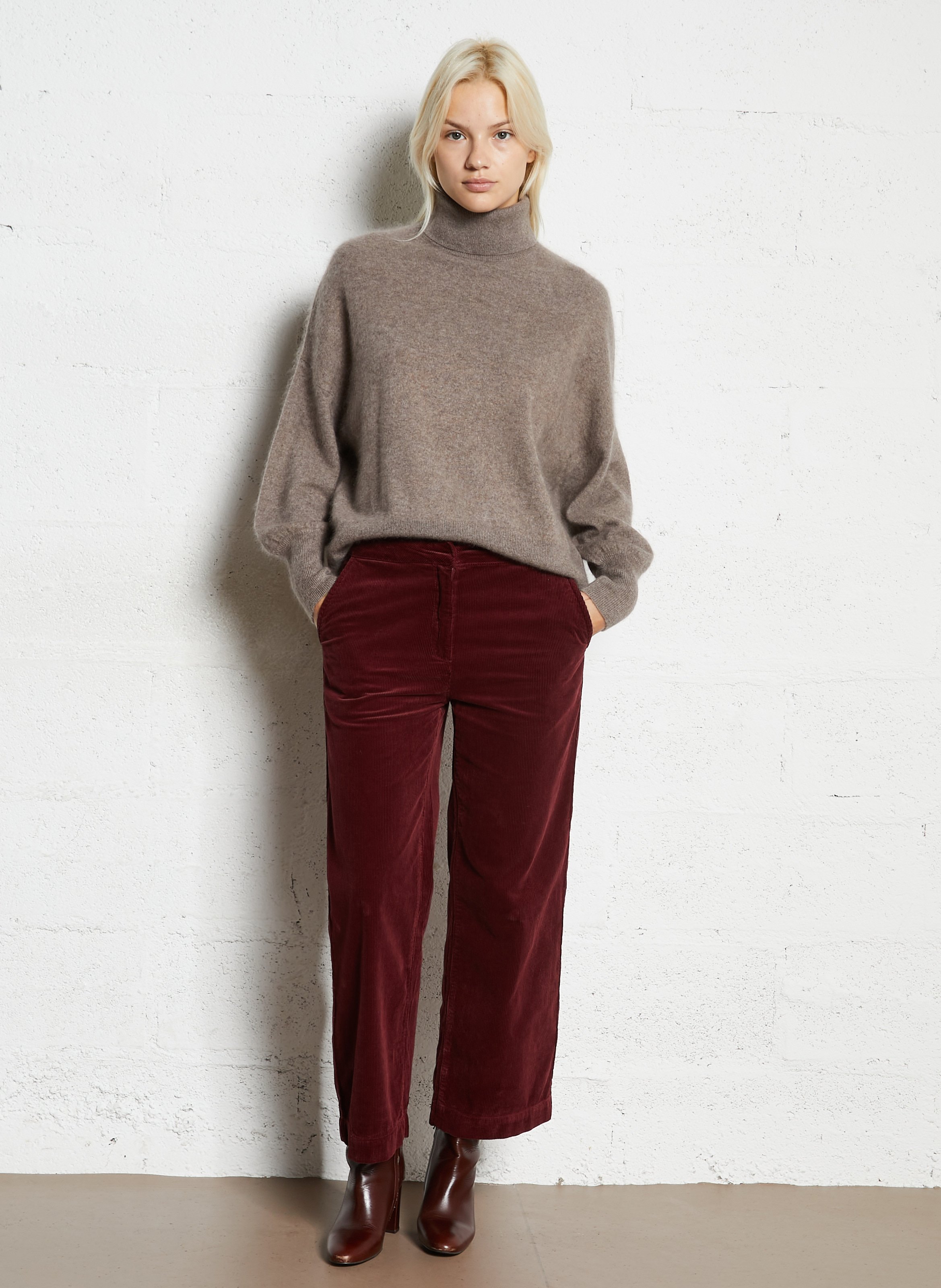 Pull ample col roulé en laine et cachemire SUD EXPRESS Marron