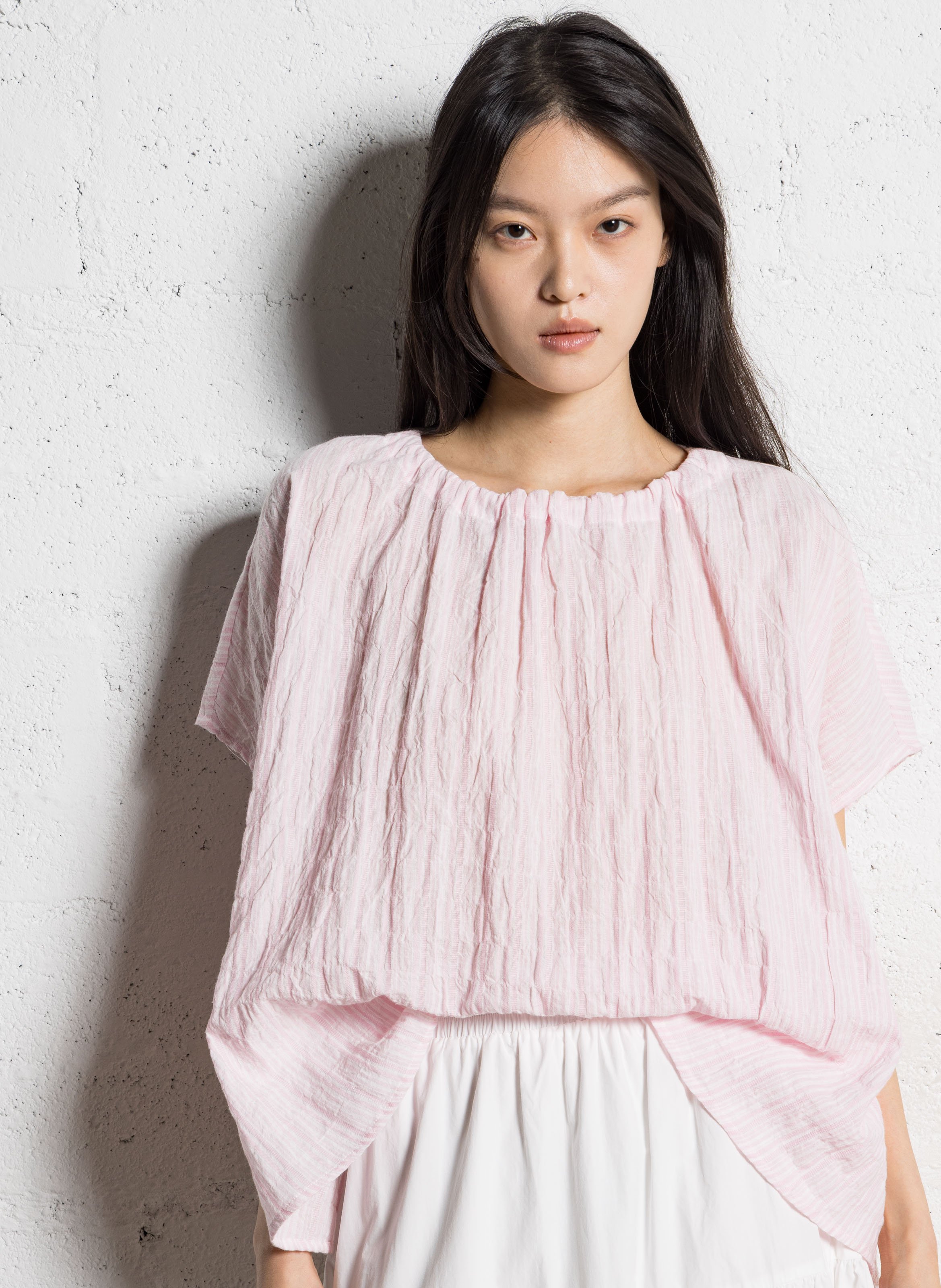 Weites Top mit Rundhalsausschnitt aus Wollmix JC SOPHIE Rosa