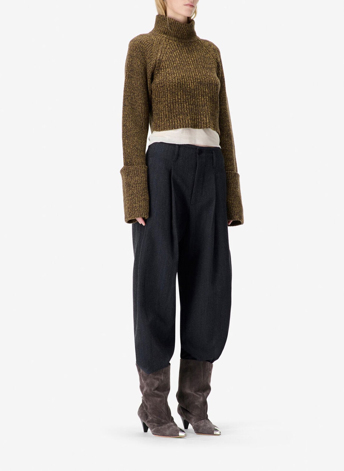 Pull droit col montant en laine IRO Marron