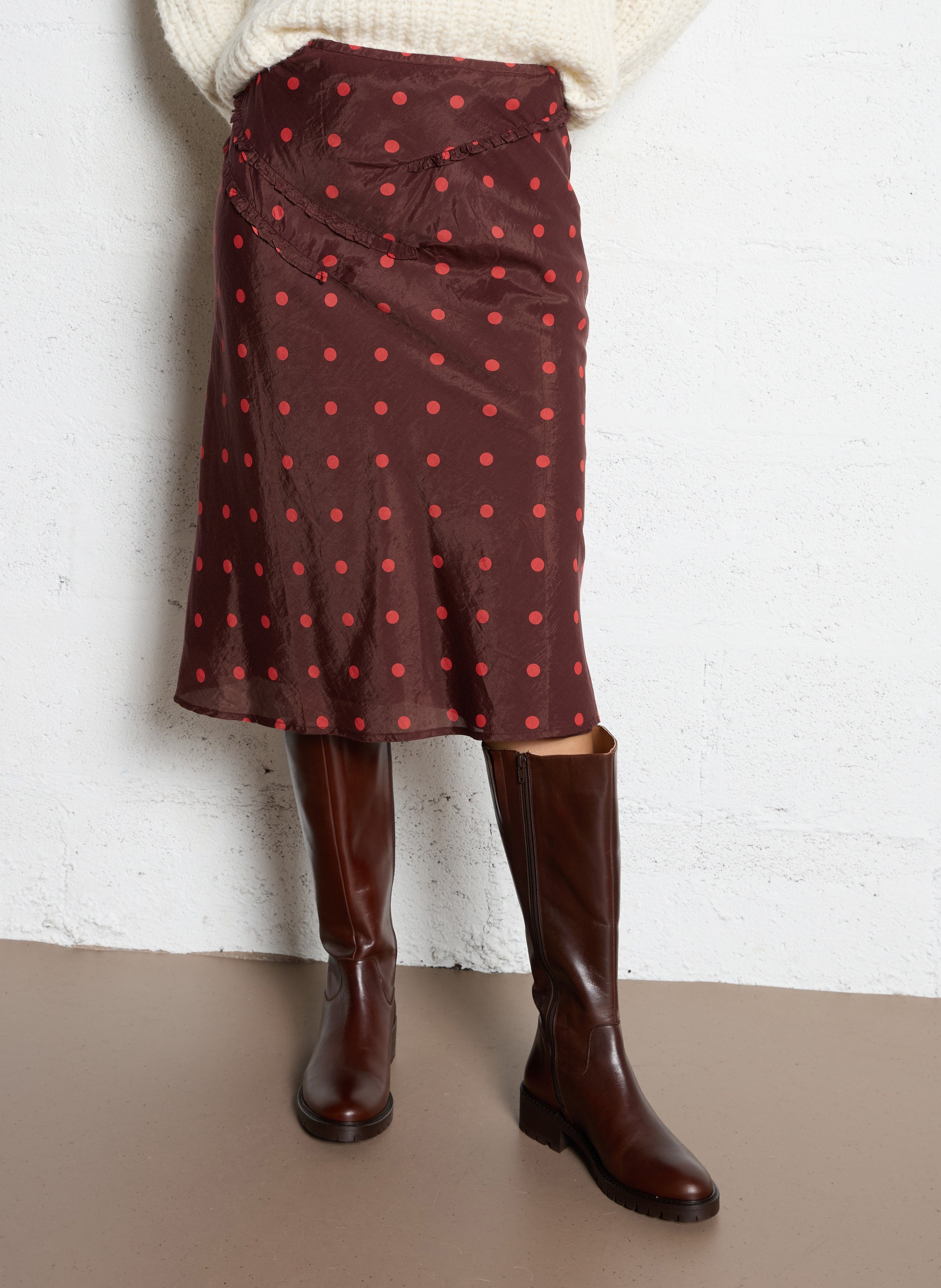 Flared spotted midi skirt DAMSON MADDER Red