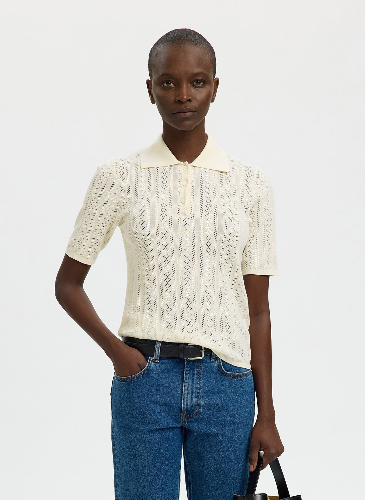 Gerade geschnittenes Poloshirt aus Bio-Baumwolle SELECTED