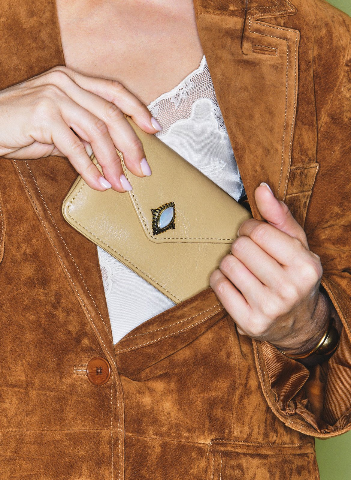 Porte-cartes en cuir CLARIS VIROT Beige