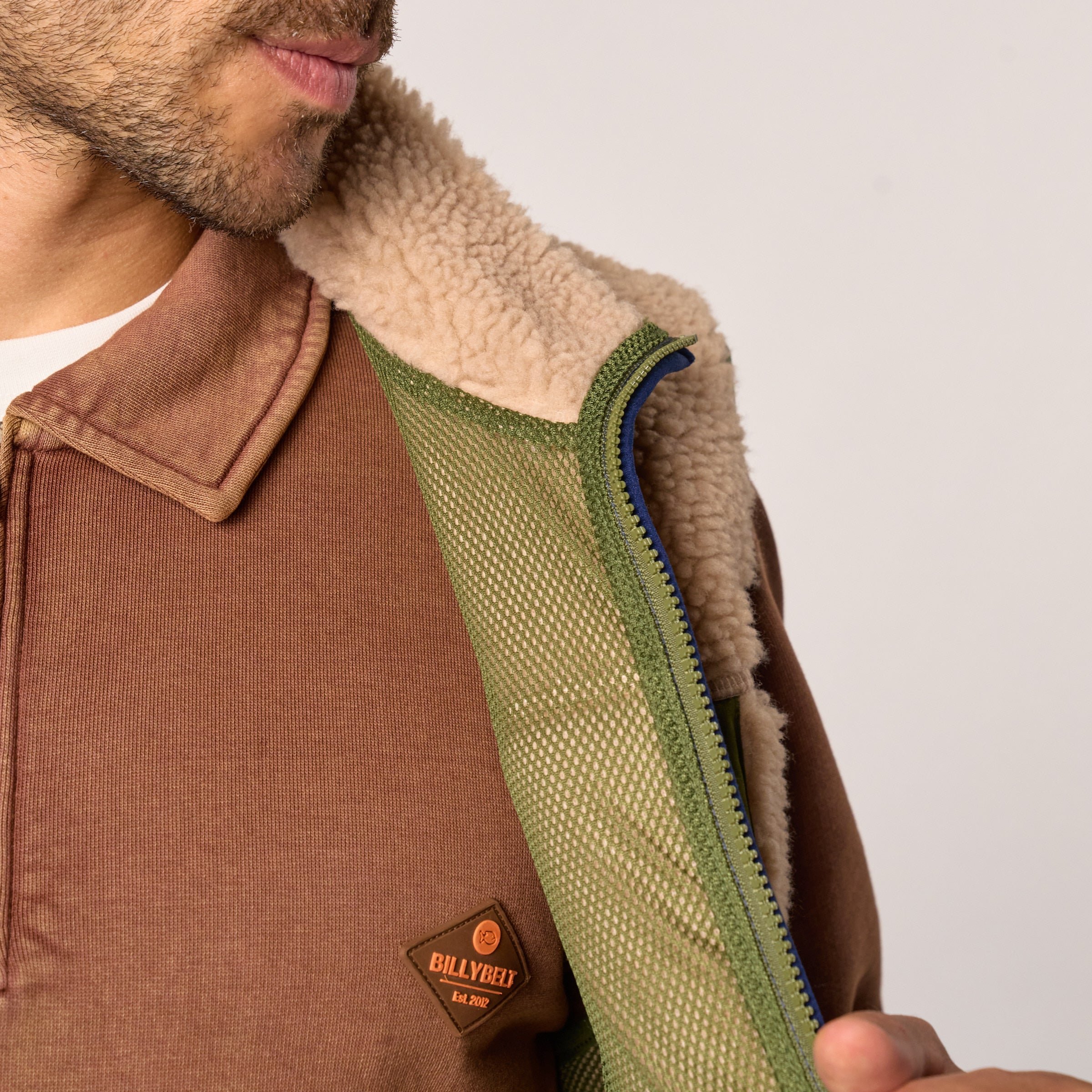 Sleeveless Sherpa Zip-Up Vest Brown