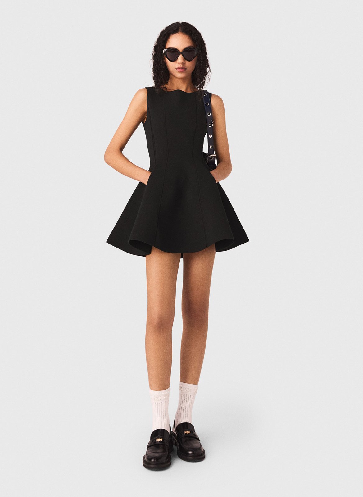 Robe courte col rond MAJE Black