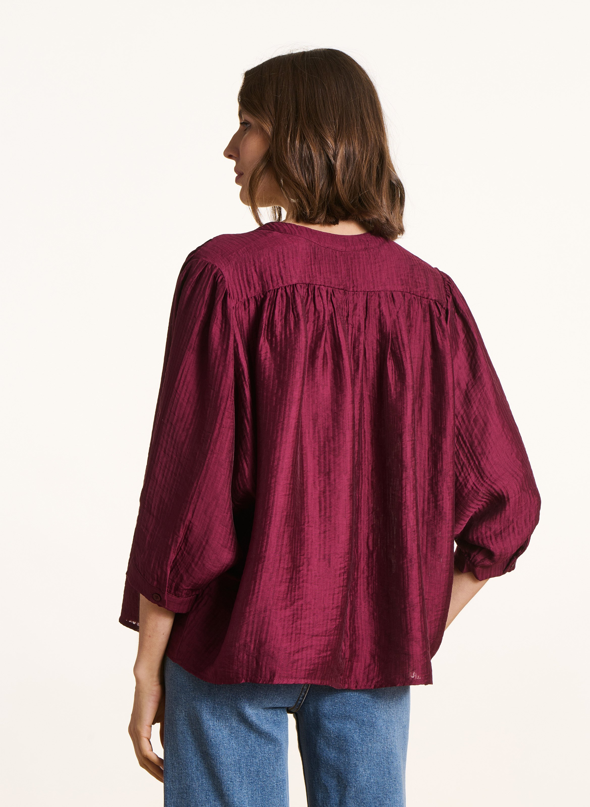 Chemise col mao  LA FEE MARABOUTEE Marron