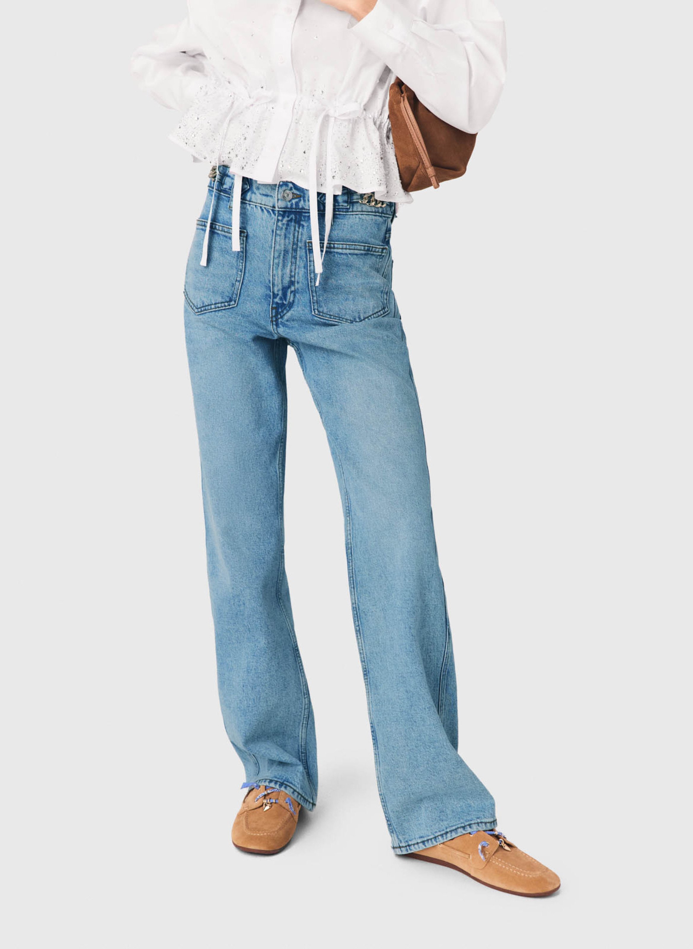 Rechte jeans - katoenblend MAJE Blauw