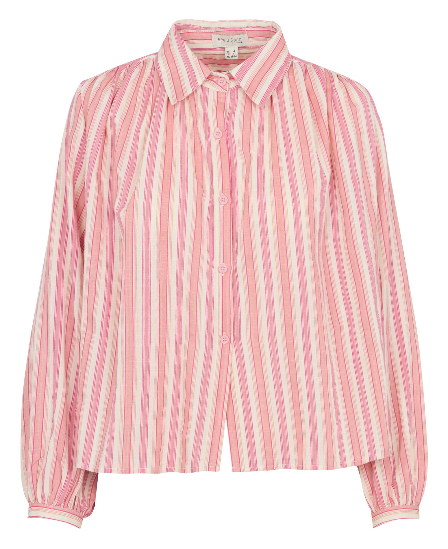Weites Hemd mit klassischem Streifenmuster aus Baumwollmischung SEE U SOON Rot
