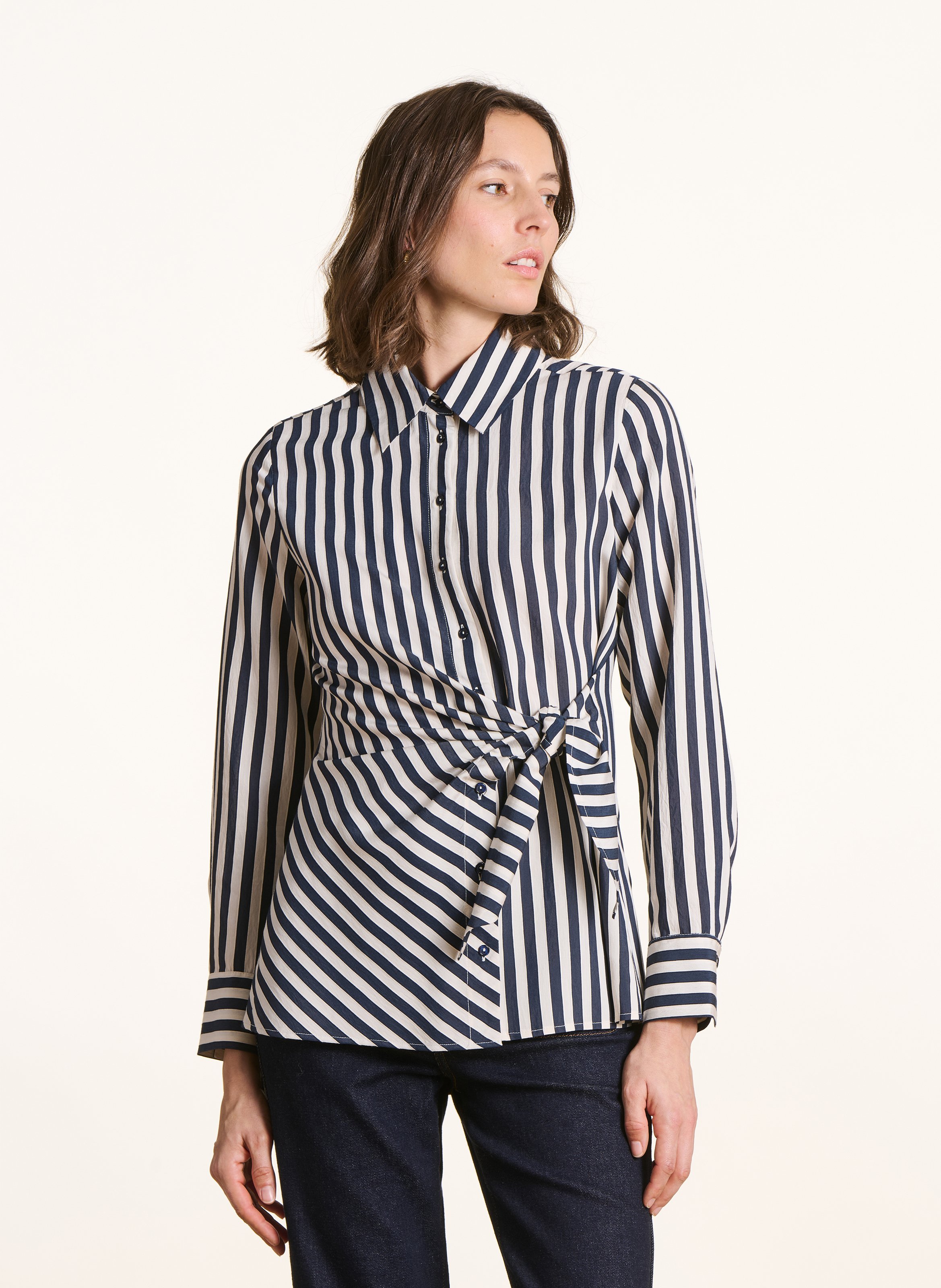 Chemise à rayures col classique  LA FEE MARABOUTEE Bleu