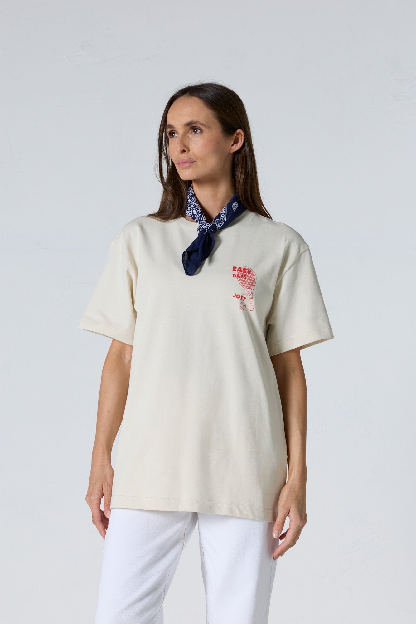 T-shirt col rond mixte imprimé samet JOTT Blanc