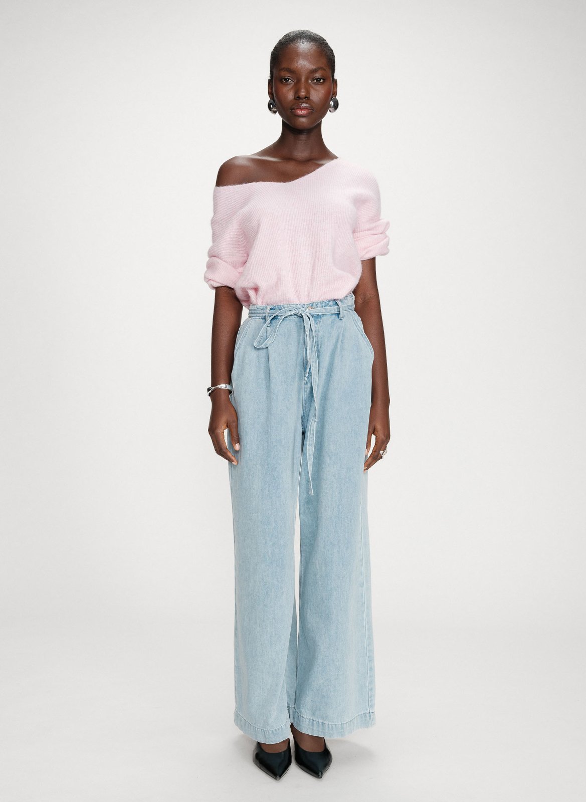 Jean baggy taille haute ceinturé GRACE ET MILA Bleu