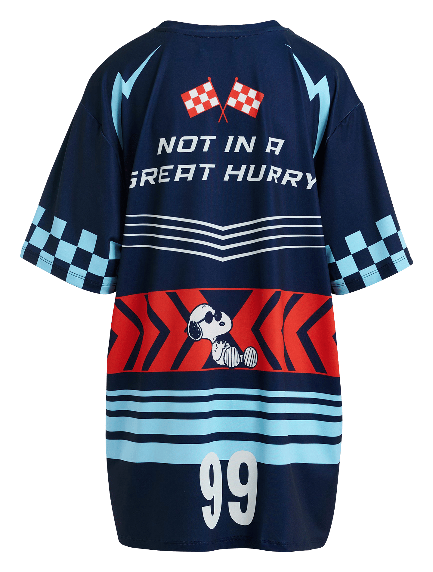 Kurzes Oversize-Kleid mit Print ESSENTIEL ANTWERP Blau