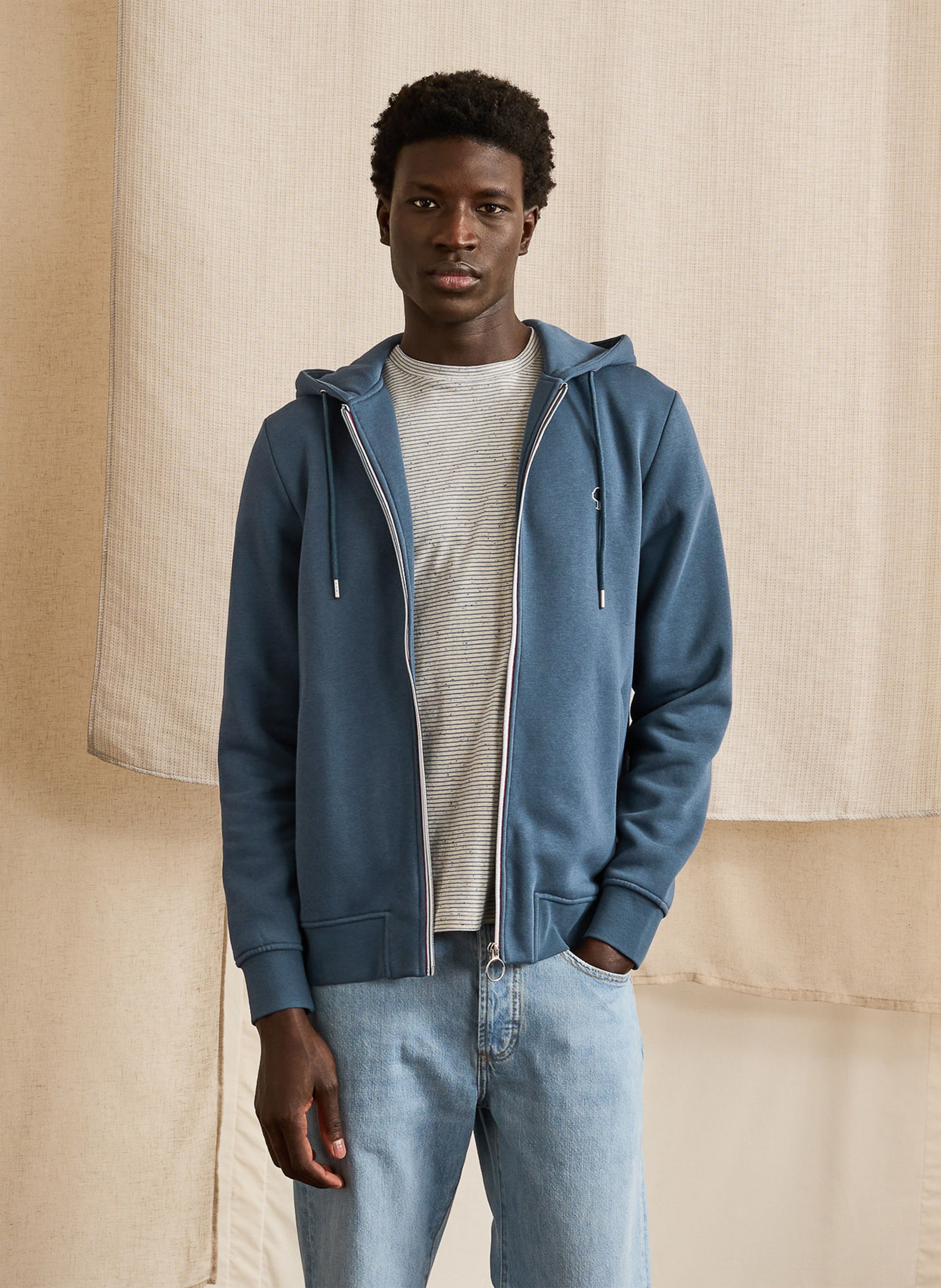 Regular-fit sweater met capuchon - katoenblend FAGUO Blauw