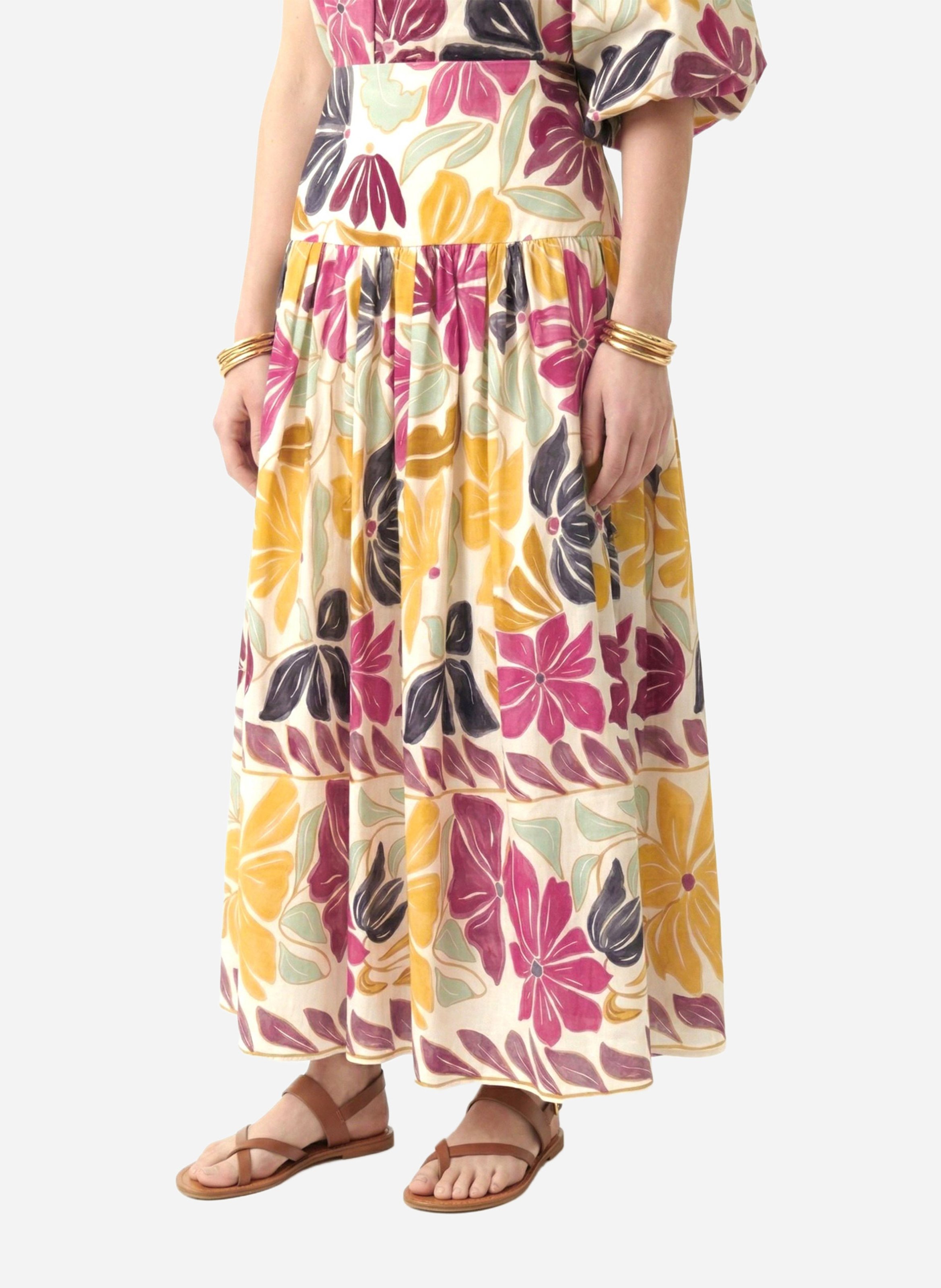 Jupe longue ample à motif floral VANESSA BRUNO Multicolore