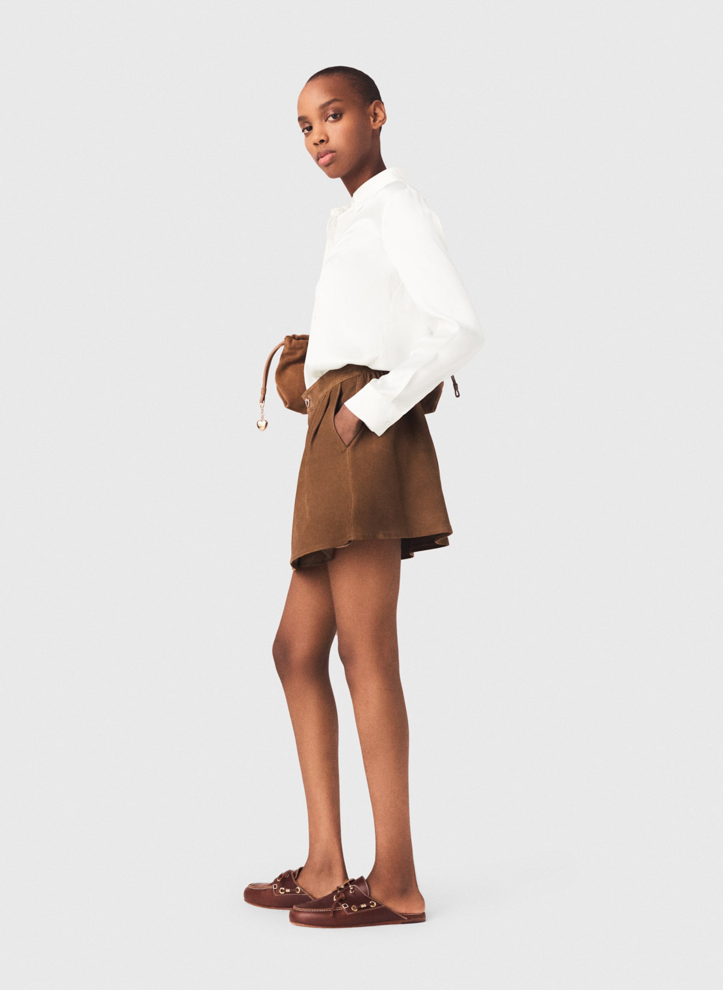 Chemise col classique en soie MAJE Blanc