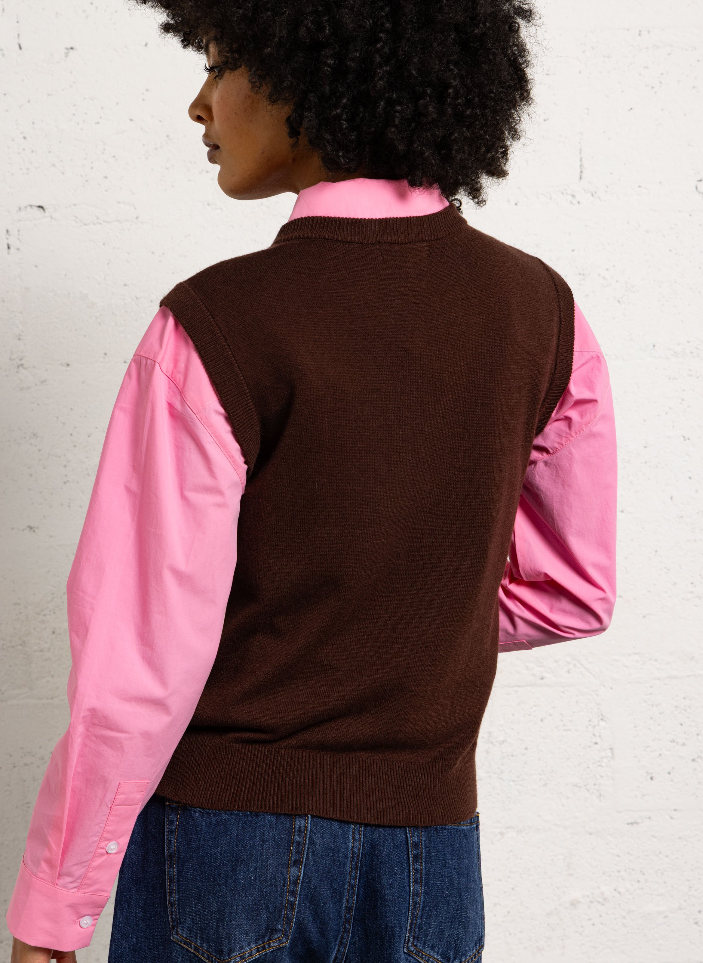 Gilet à motif losanges SUNCOO Marron