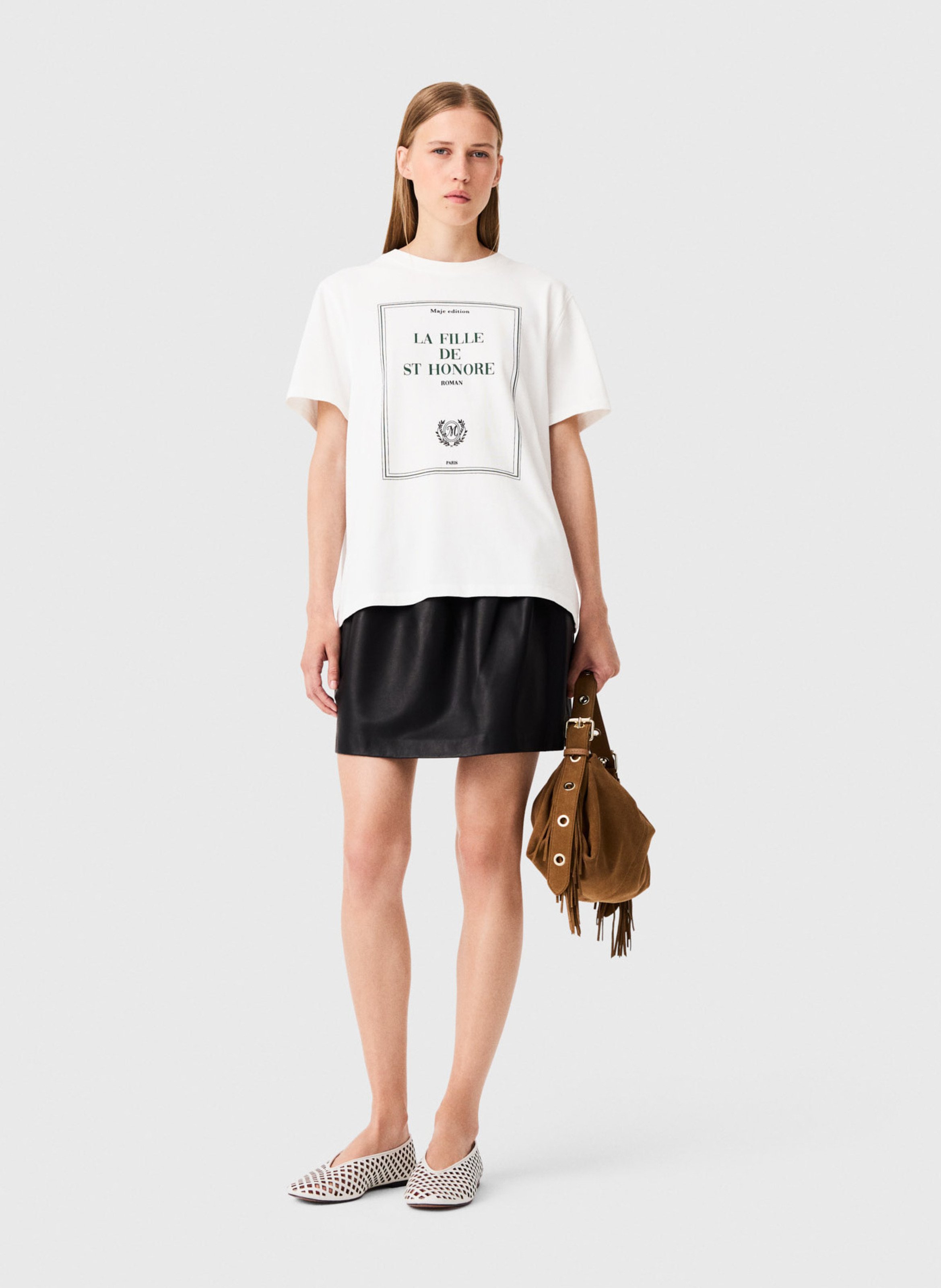 Tee-shirt imprimé manches courtes MAJE Blanc