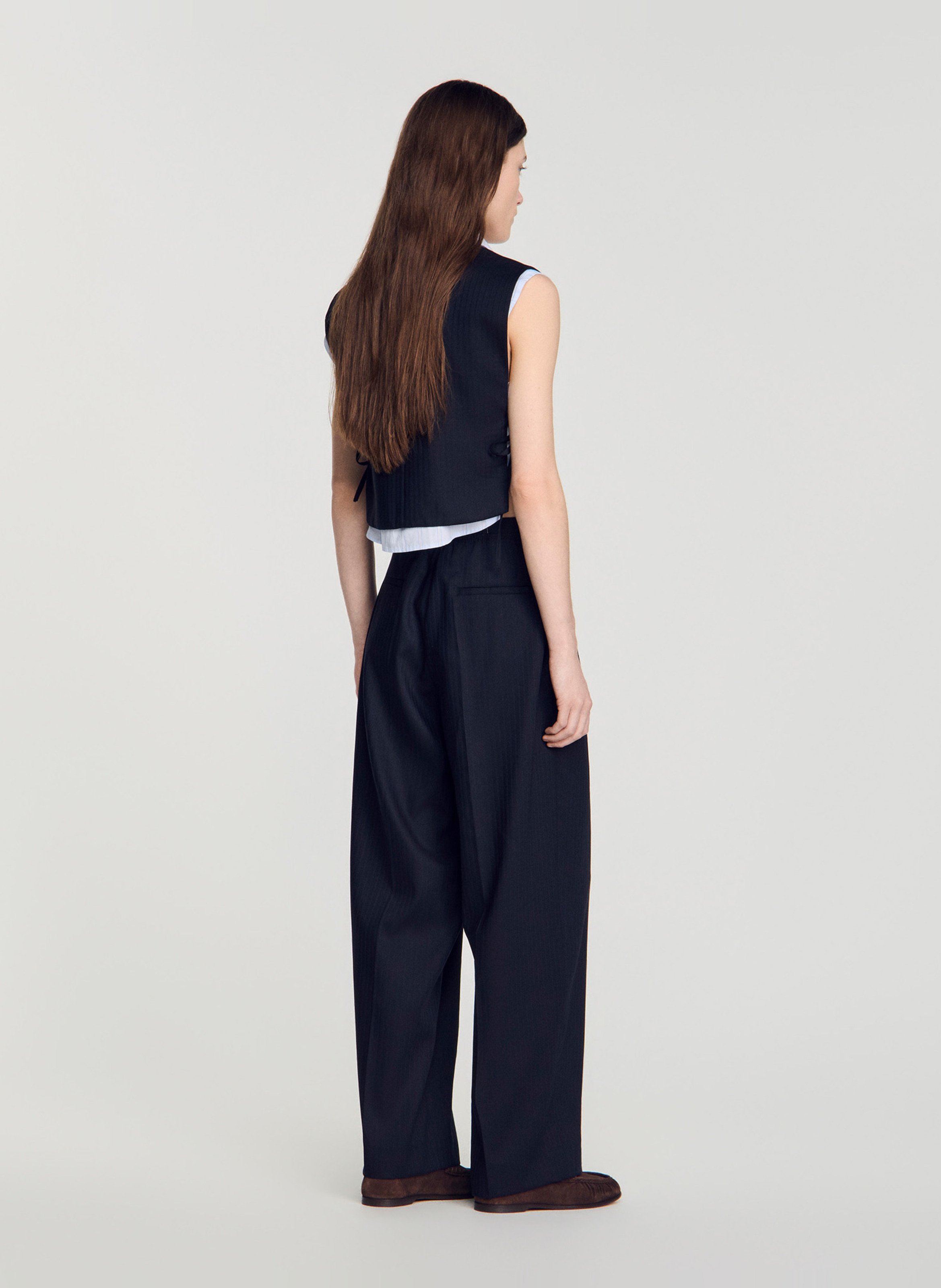 Wool mix drainpipe trousers SANDRO Blue
