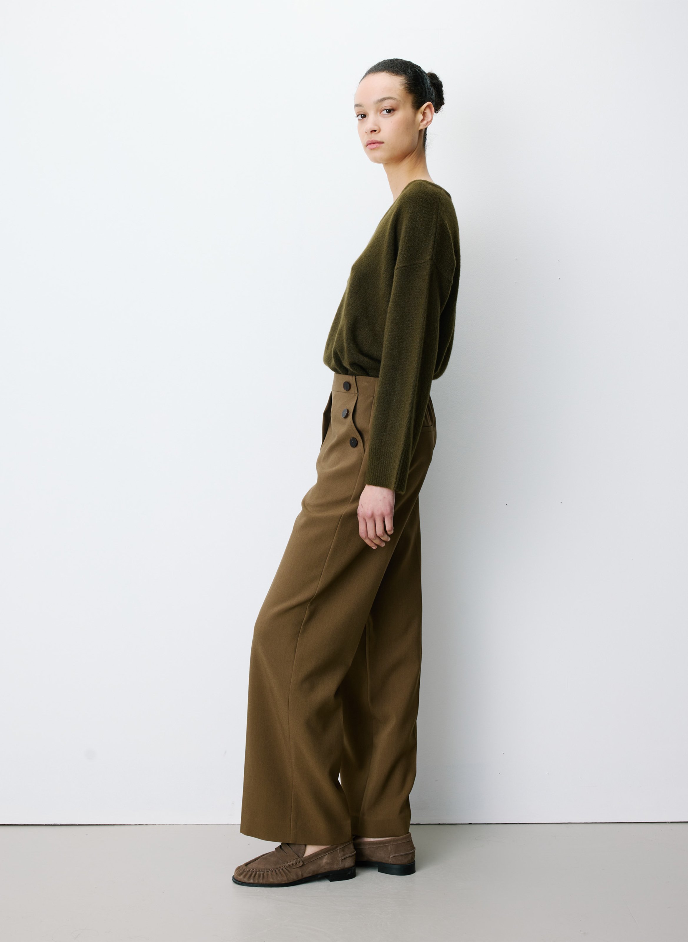 Pantalon droit taille haute | Vert GRACE ET MILA Femme