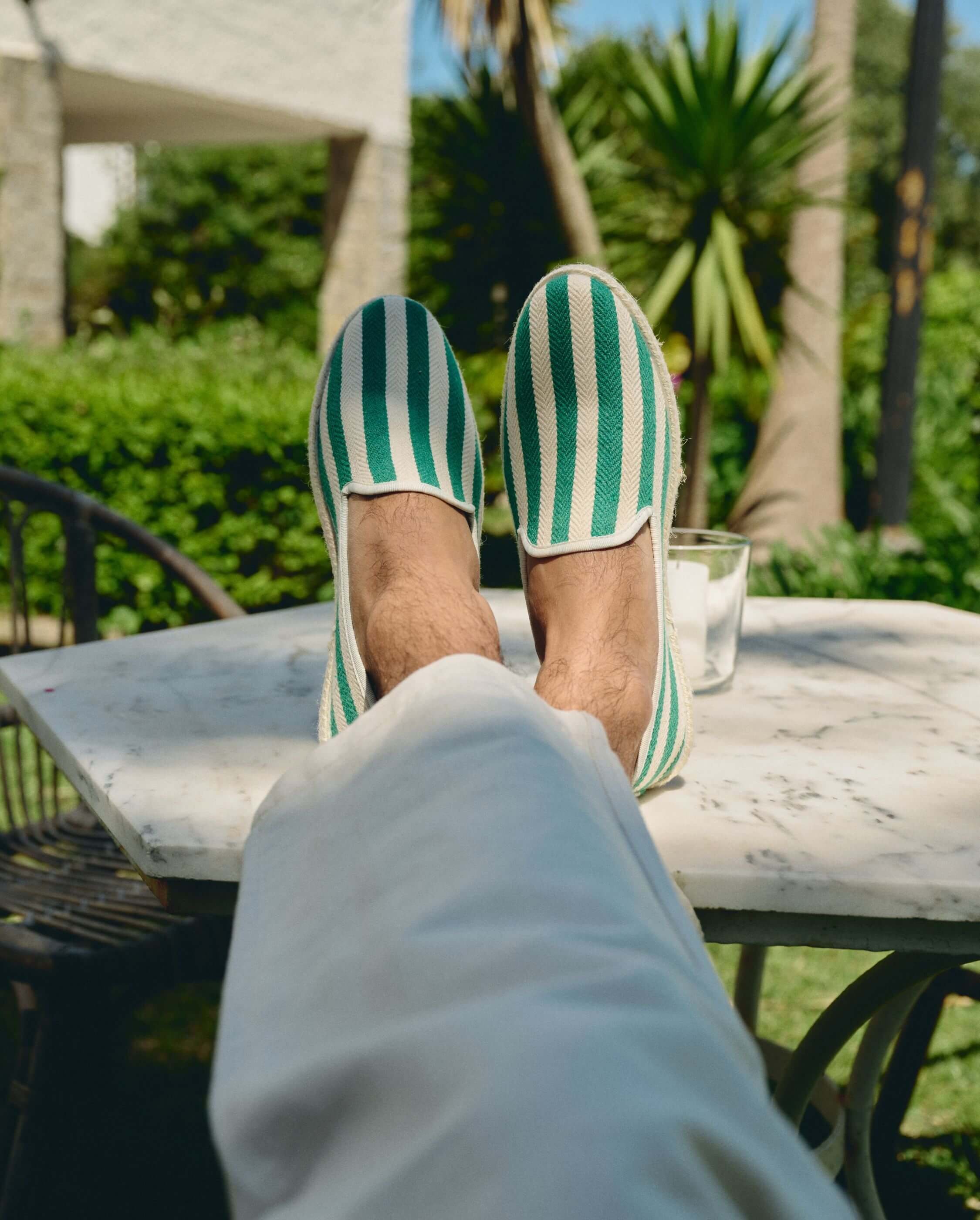 Men's espadrille CENITZ, green stripes ANGARDE Stripes