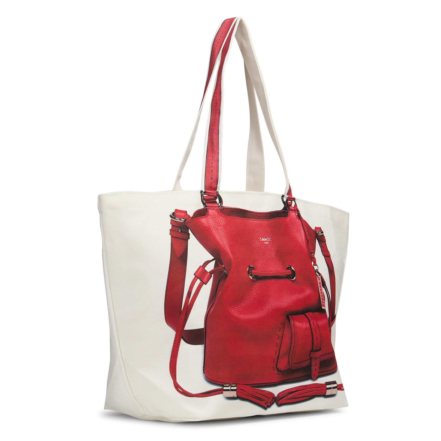 Katoenen shopper met print LANCEL Beige