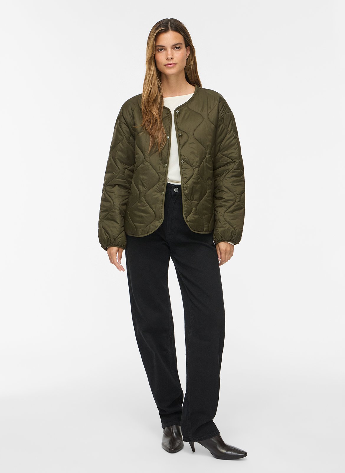 Quilted round neck jacket VILA Khaki
