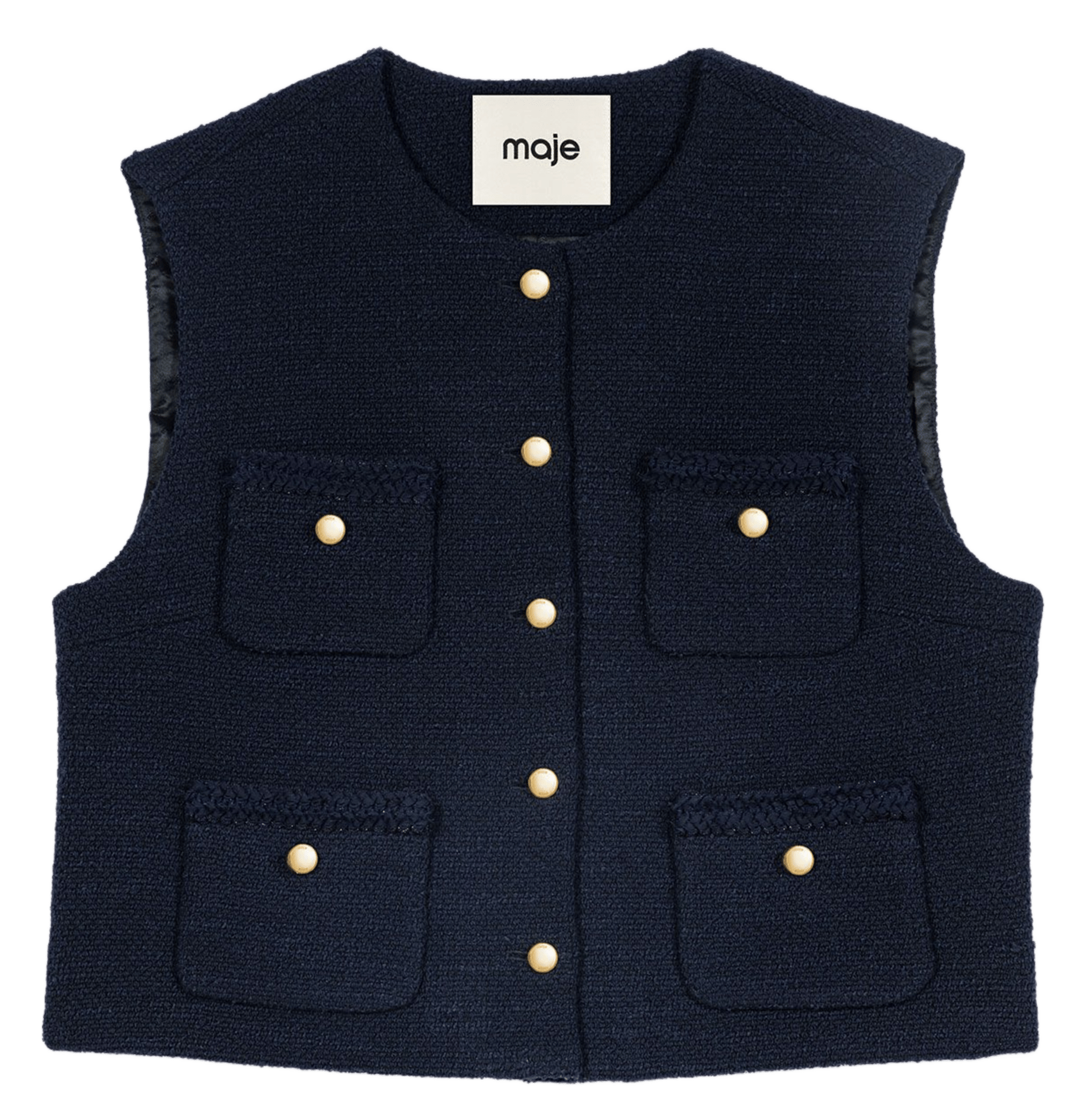 Veste droite courte sans manches MAJE Bleu
