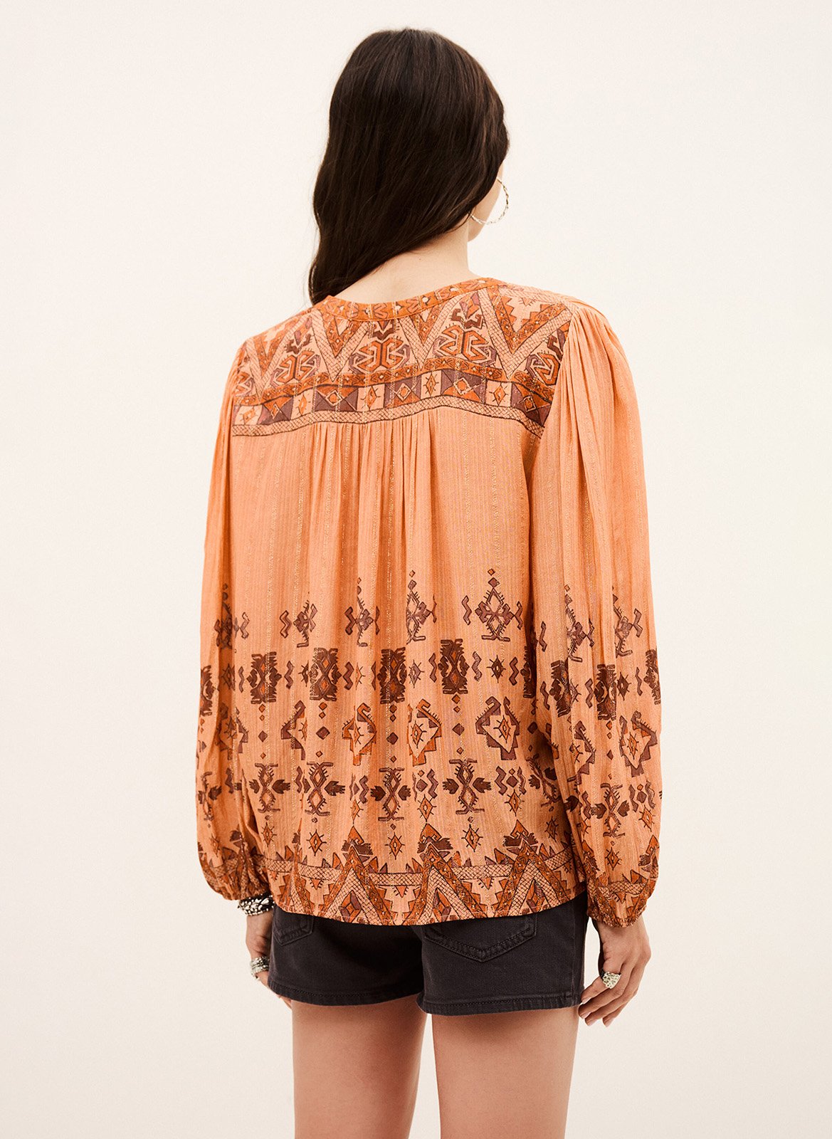 Blouse imprimée col tunisien BA&SH Orange