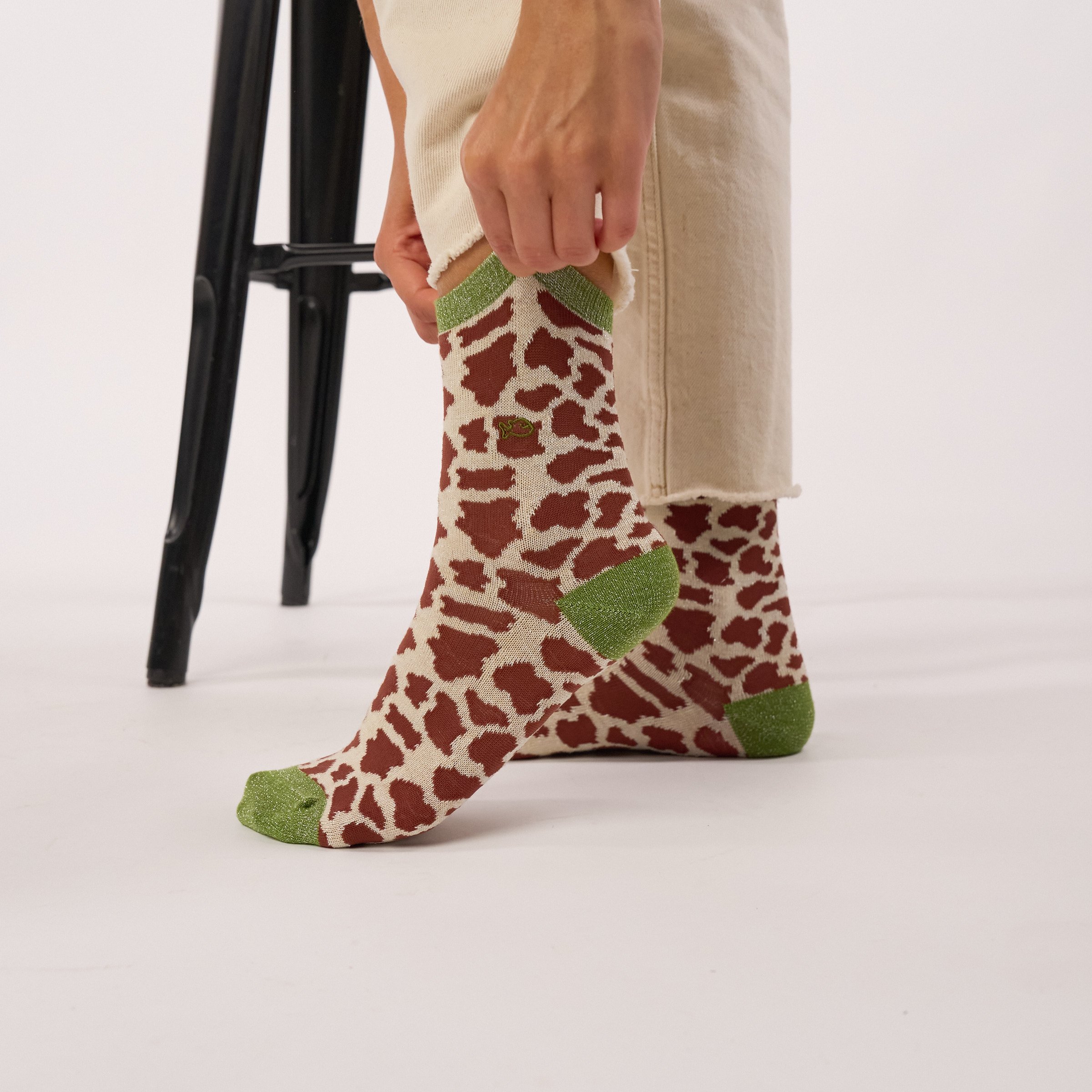 Combed Cotton Cow Socks BILLYBELT Brown