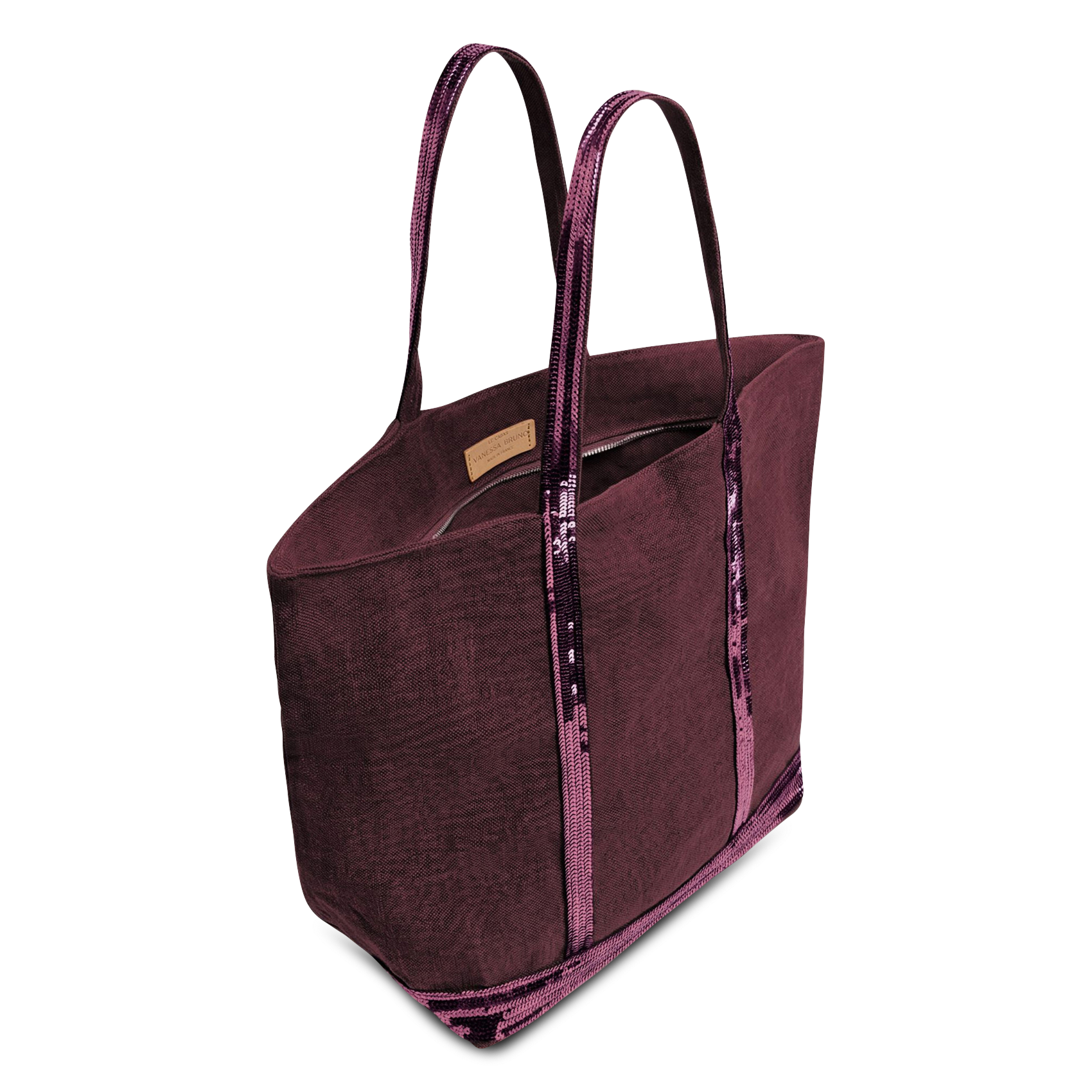 Sequin-embroidered linen tote bag | Purple VANESSA BRUNO Women
