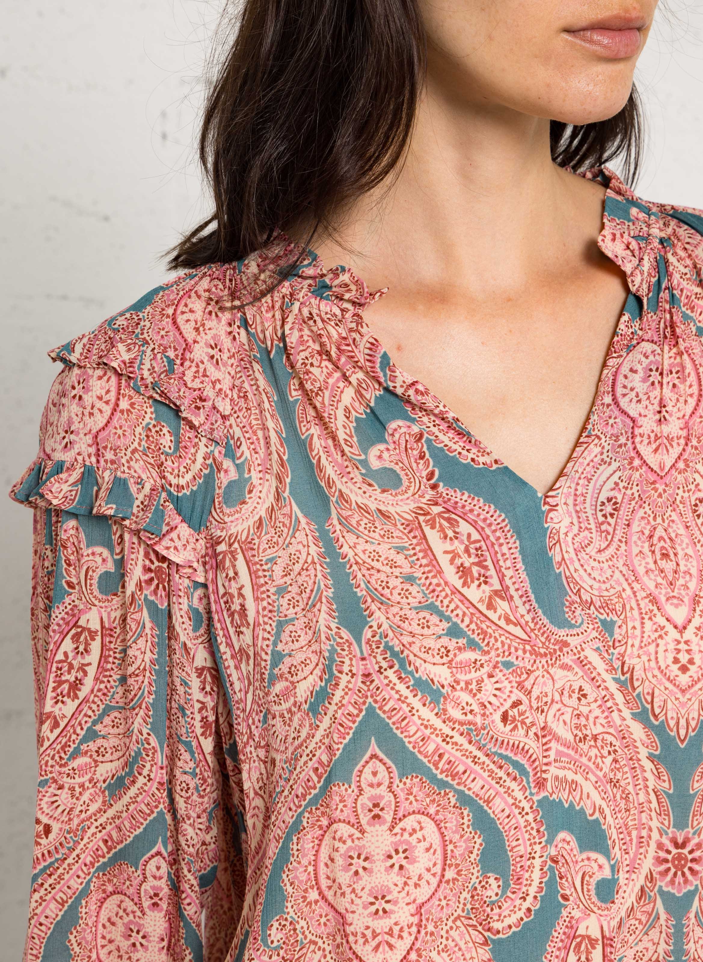 Ruime top met V-hals MAISON 123 Roze