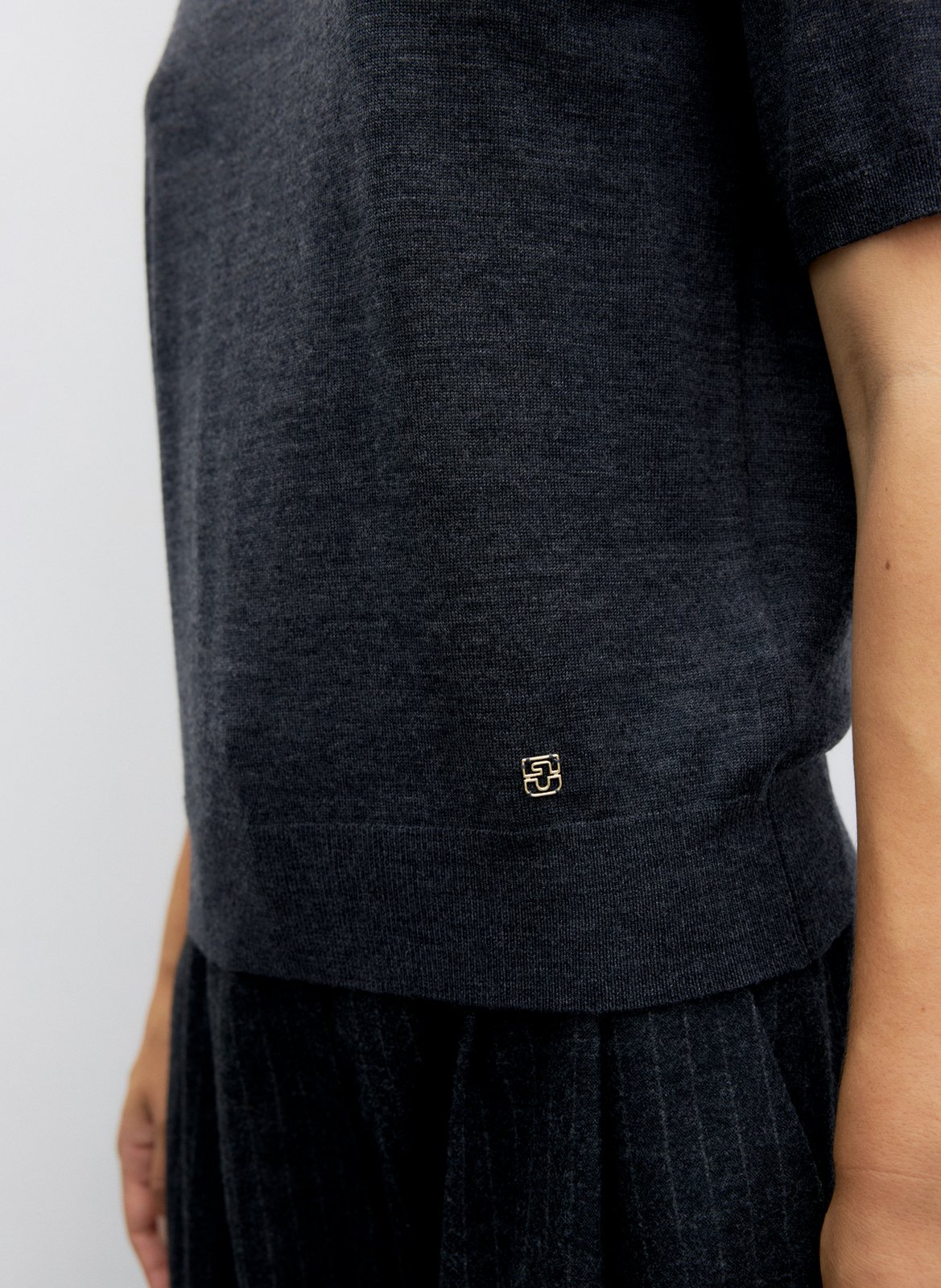 T-shirt droit col rond uni GERARD DAREL Gris