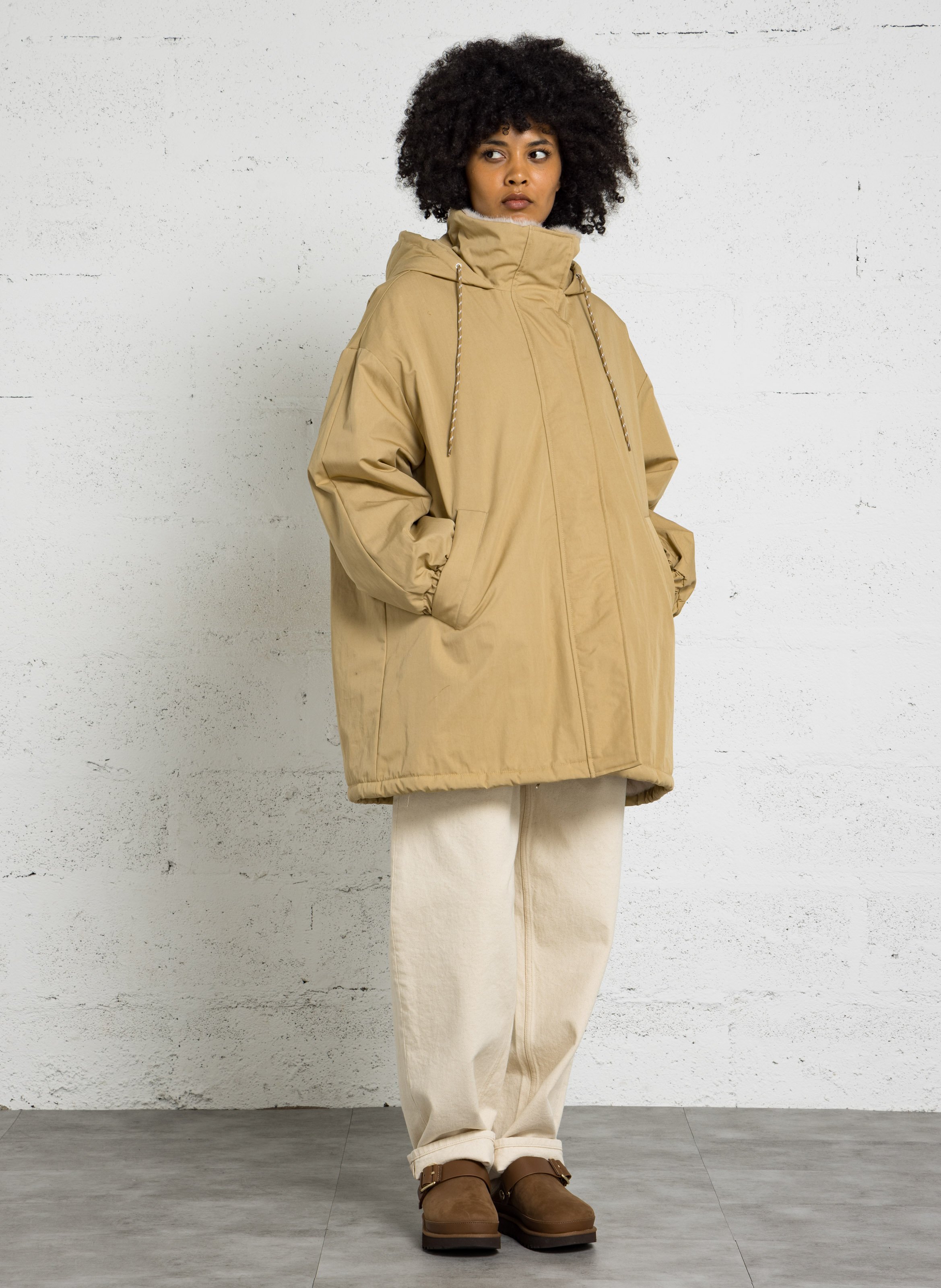 Manteau à capuche en coton BELLEROSE Beige