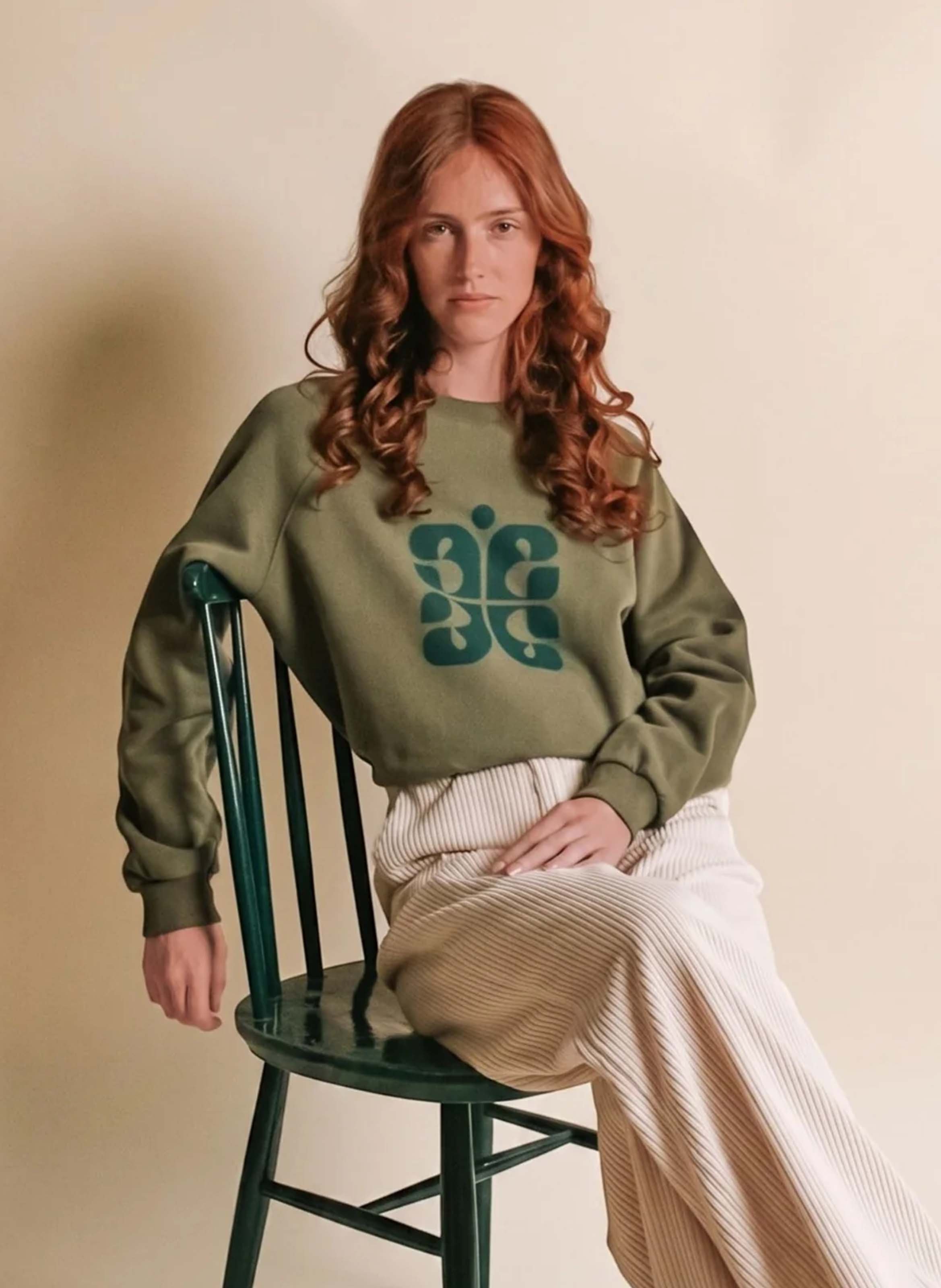 Round-neck organic cotton sweatshirt EMILE ET IDA Green