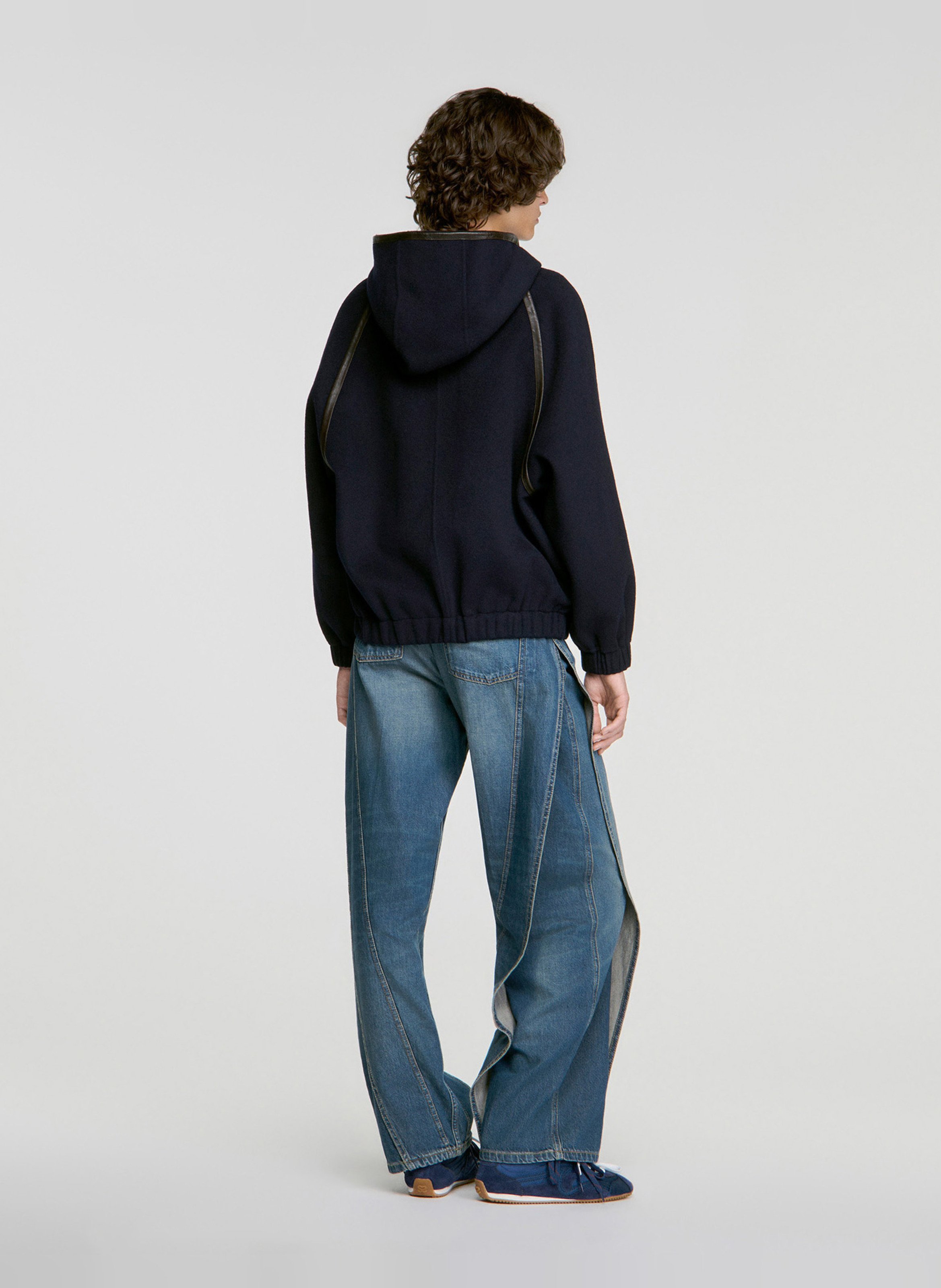 Effen wollen jas met capuchon SANDRO Blauw